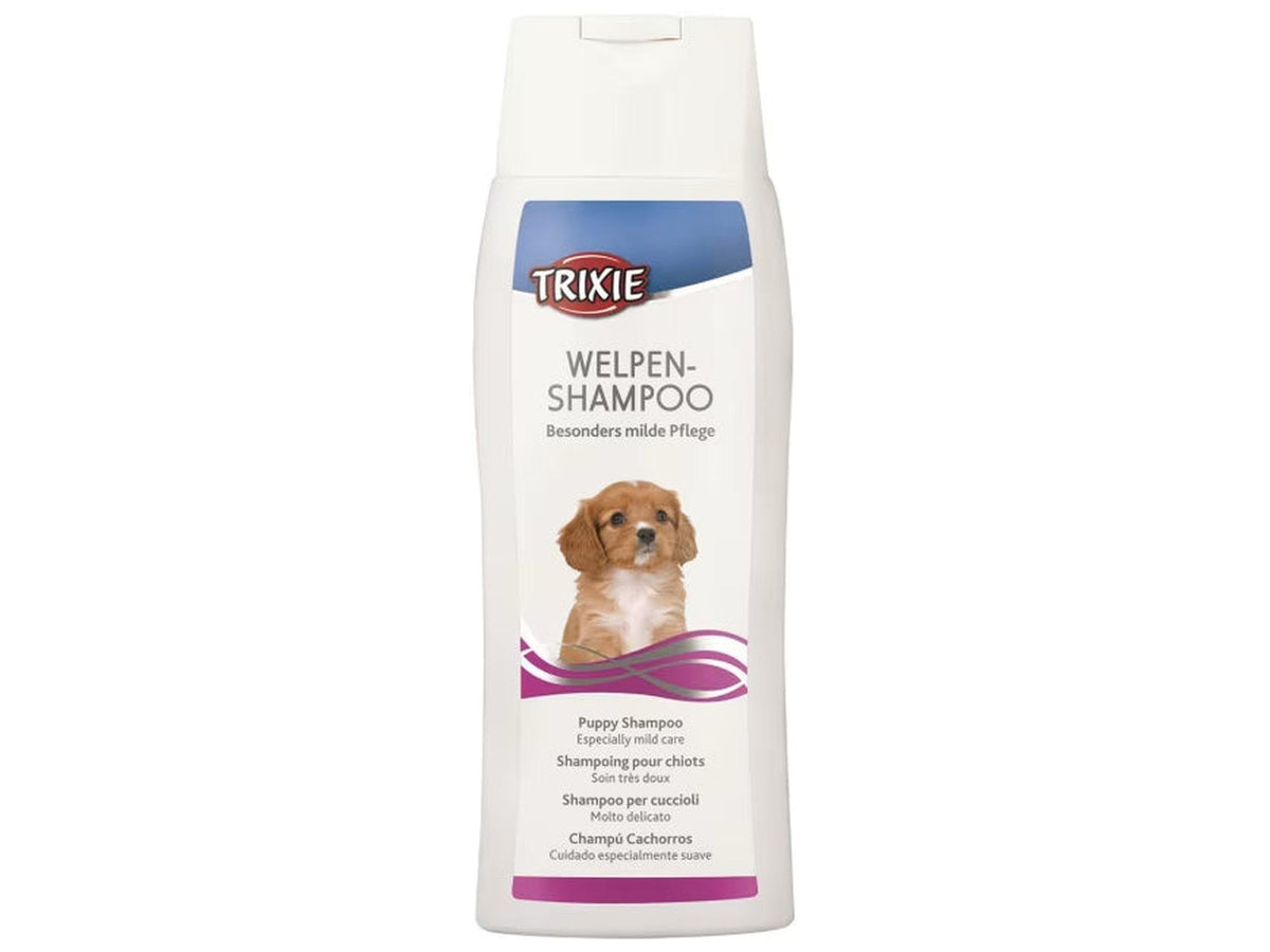 Trixie Welpen-Shampoo for valper, hvit flaske med bilde av en brun valp.