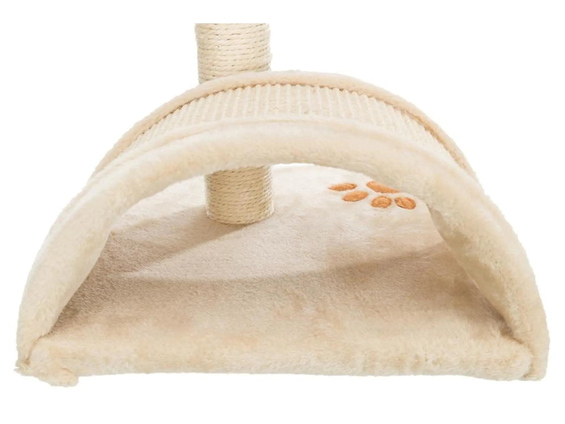 Trixie Vitoria klorestativ med beige plysj, sisalstolpe og broderte kattepoter.