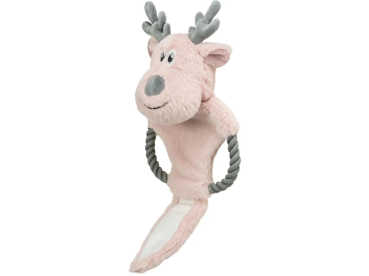 Trixie Xmas Reinsdyr med tau i plysj 47 cm, rosa