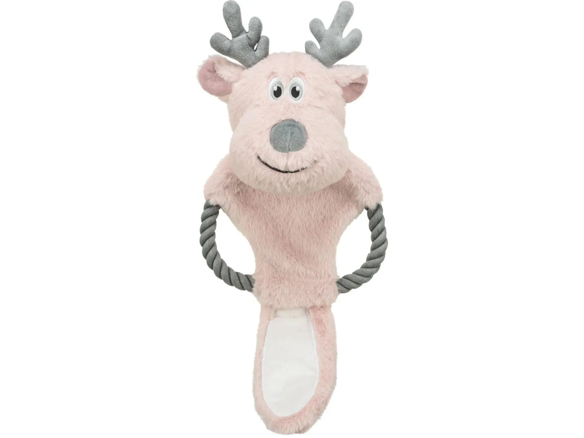 Trixie Xmas Reinsdyr med tau i plysj 47 cm, rosa
