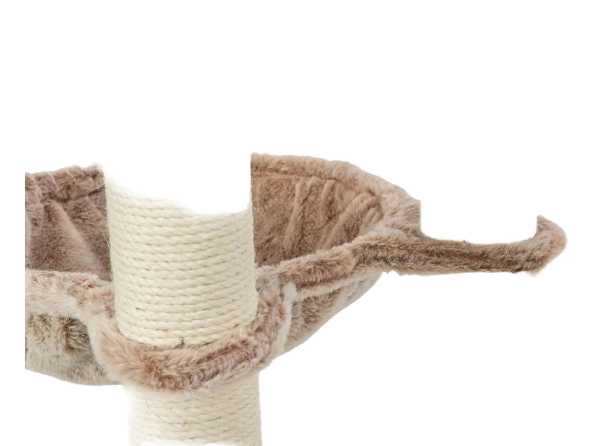 Trixie Sienna kattetre med beige sisalstolper og myke, brune plysj-liggeplasser.