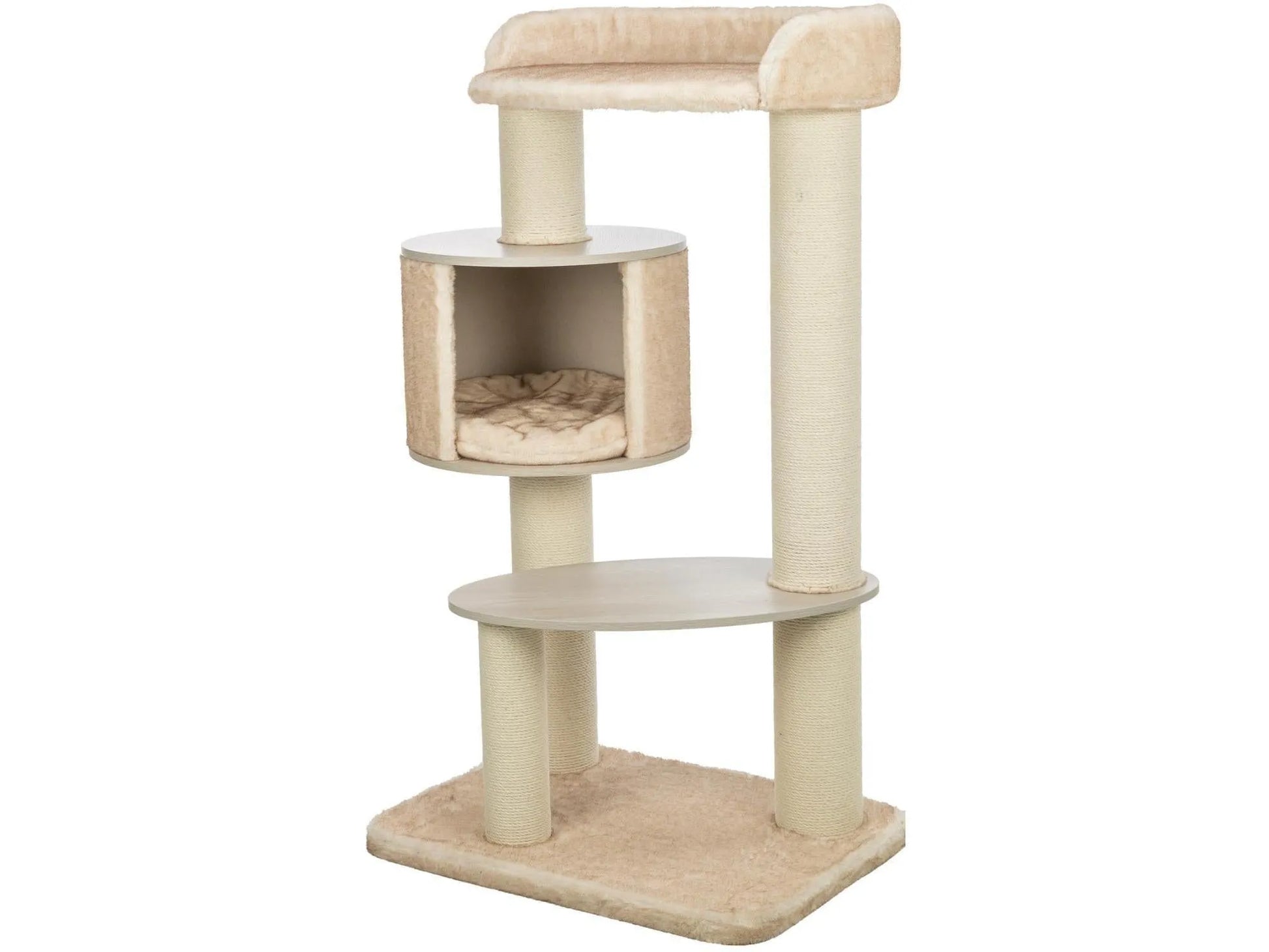 Trixie XXL Kiara kattetre i beige sisal og plysj med hule, liggeflater og klorestolper.