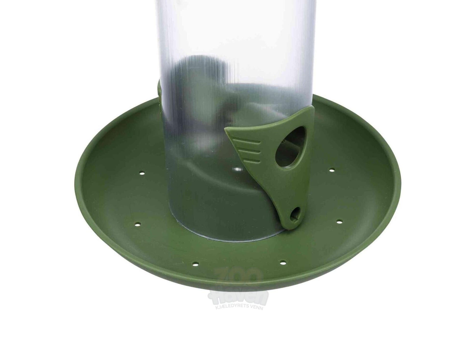 Trixie søyleformet fuglemater i grønn og gjennomsiktig værbestandig plast, 500ml, med avtagbart lokk.