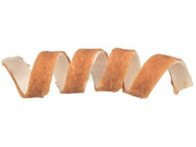 Tvunnet tyggepinne Curls med and, 12 cm, med lys råhud og brun andekjøtt.