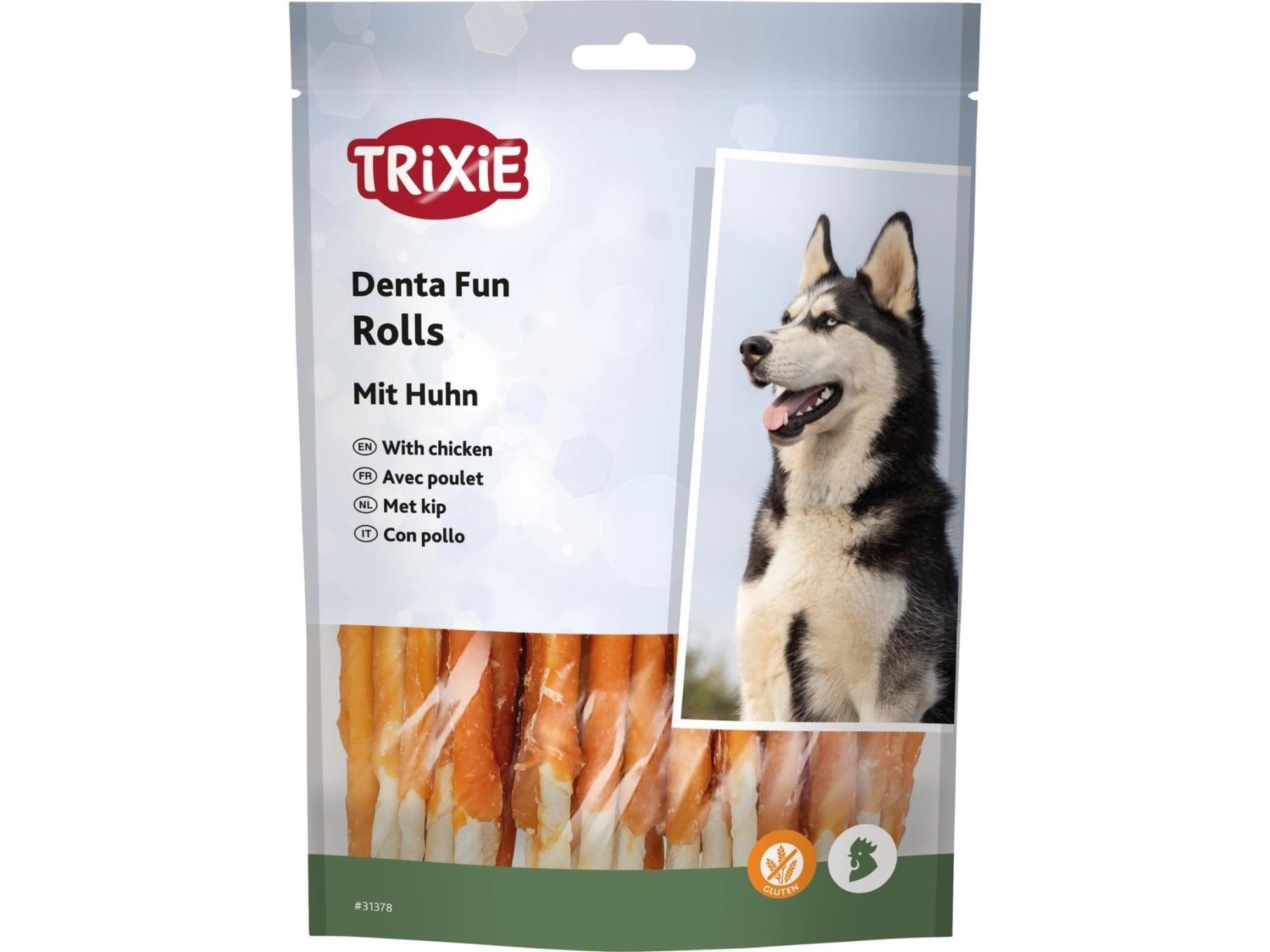 Trixie Denta Fun Rolls med kylling, 12 cm tyggeruller for hund, 30 stk.