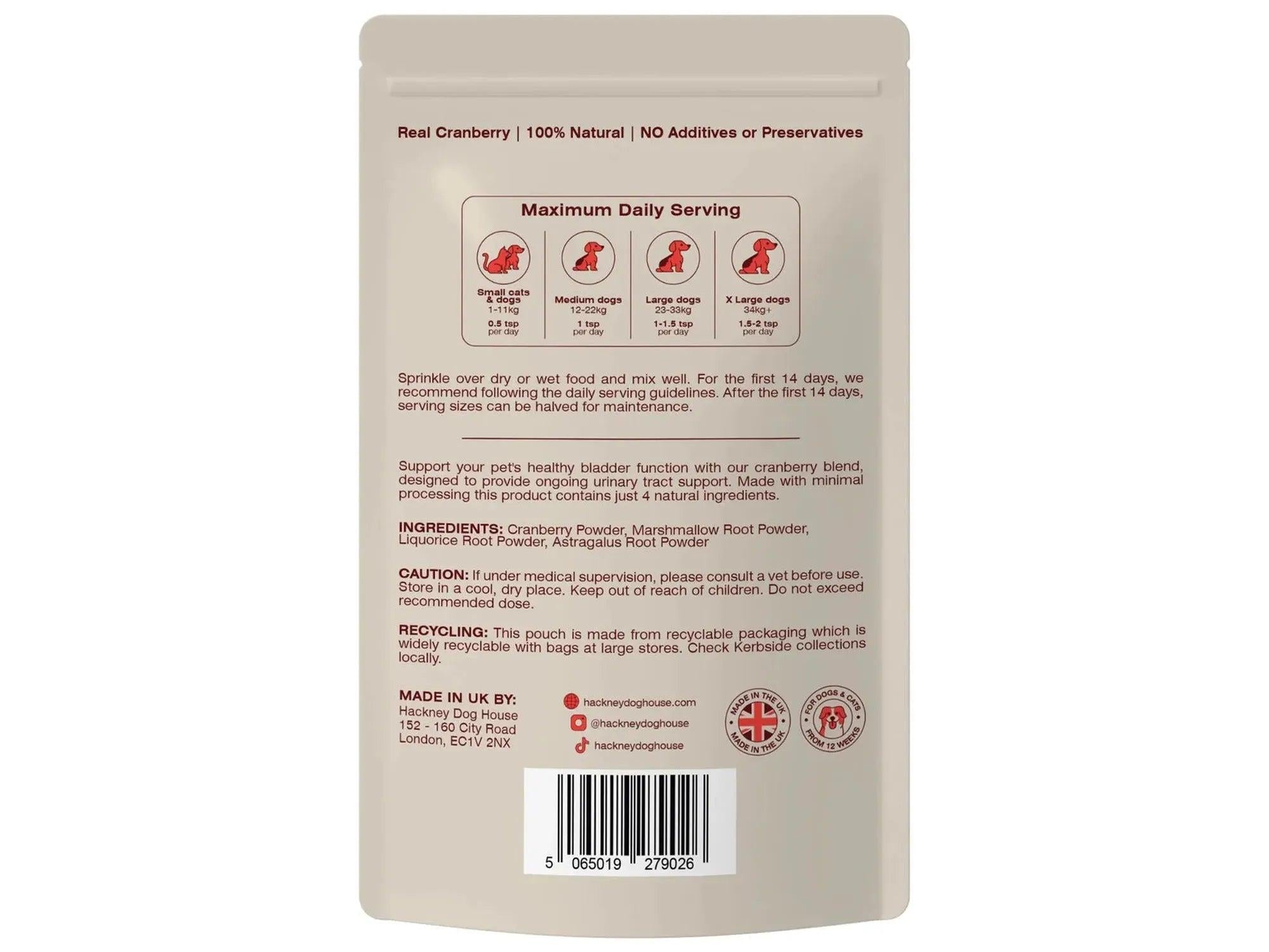 Urinary Cranberry For Dogs – Hackney Dog House Tranebærtilskudd 100 g