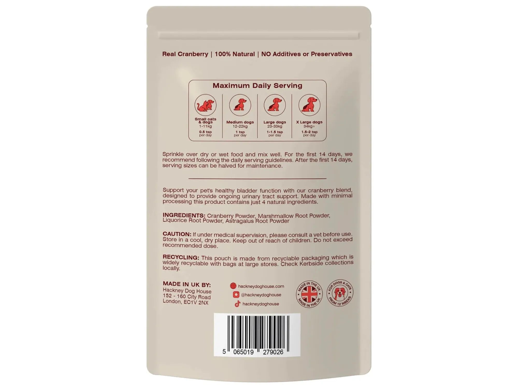 Urinary Cranberry For Dogs – Hackney Dog House Tranebærtilskudd 100 g