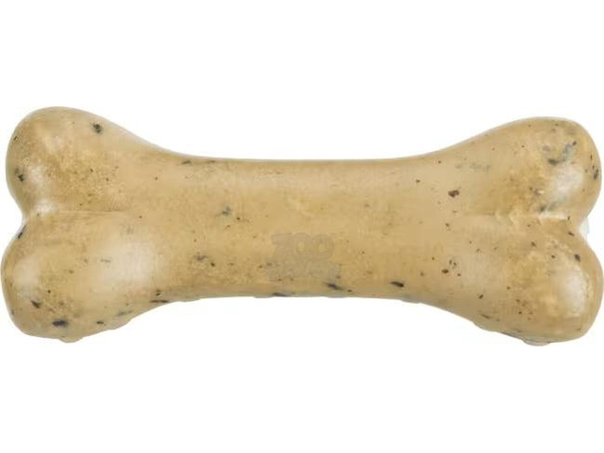 Beige, bone-shaped Veggie Honey Comb Denta Fun chew for dogs, 12 cm, with dark specks.