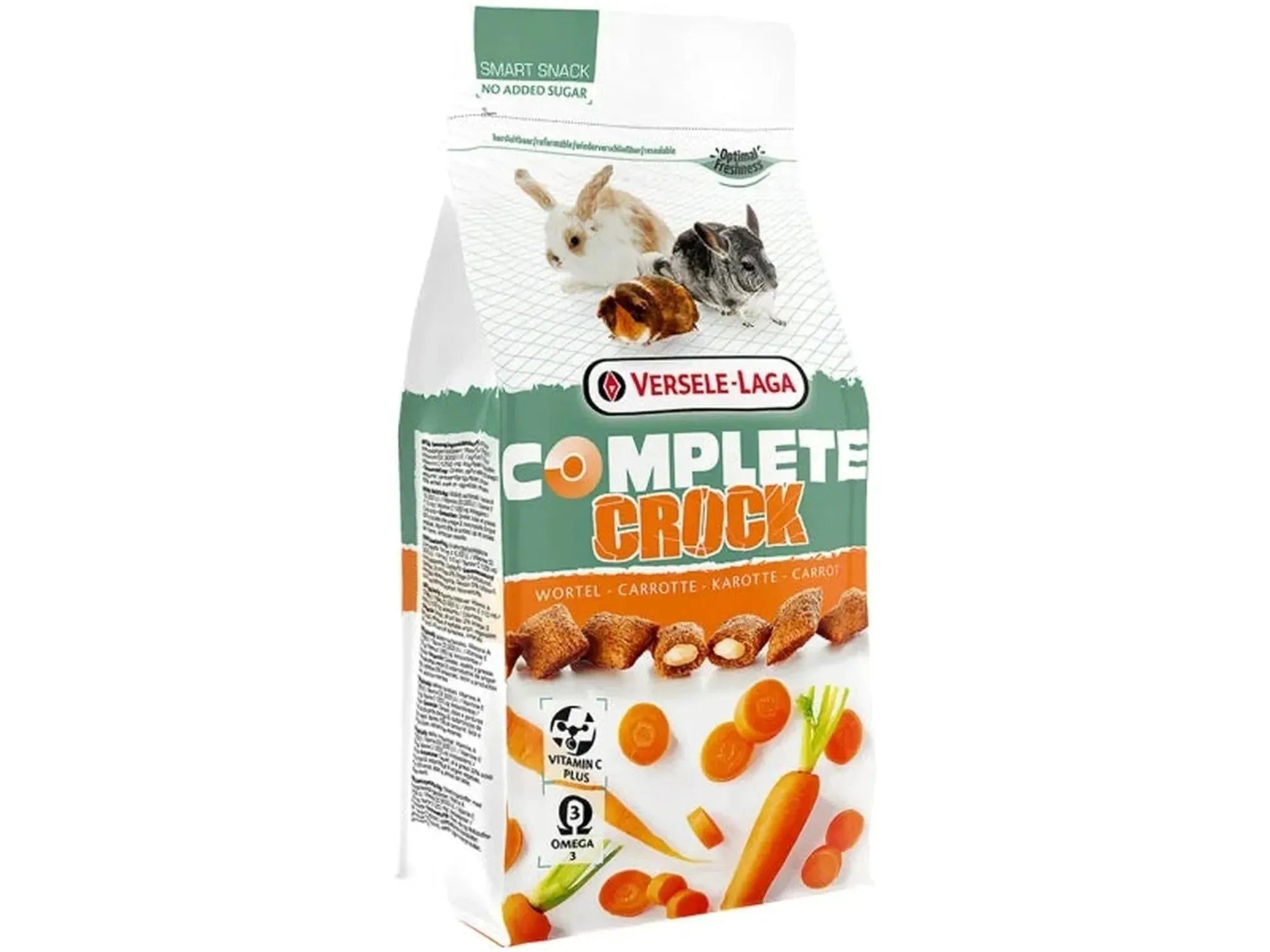 Versele-Laga Complete Crock Gulrot 50g pose med smådyr, gulrotbiter og snacks.