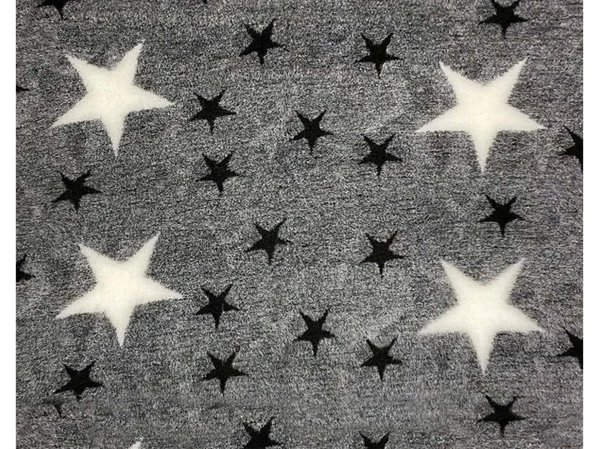 VetBed Nonslip liggematte 100x150 cm med sorte og hvite stjerner på grå bunn.