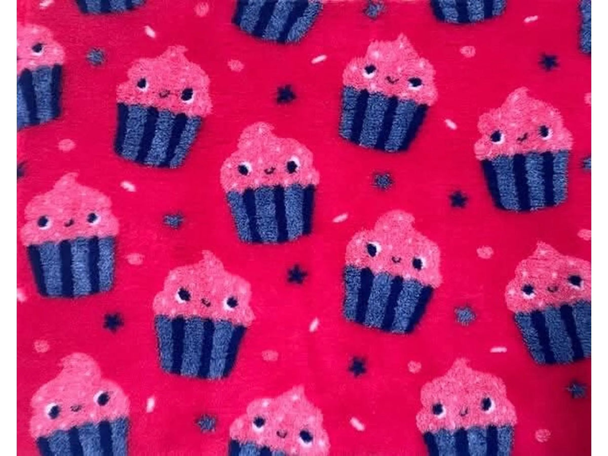 VetBed Nonslip liggematte 100x150 cm med cupcakes på rosa bunn.