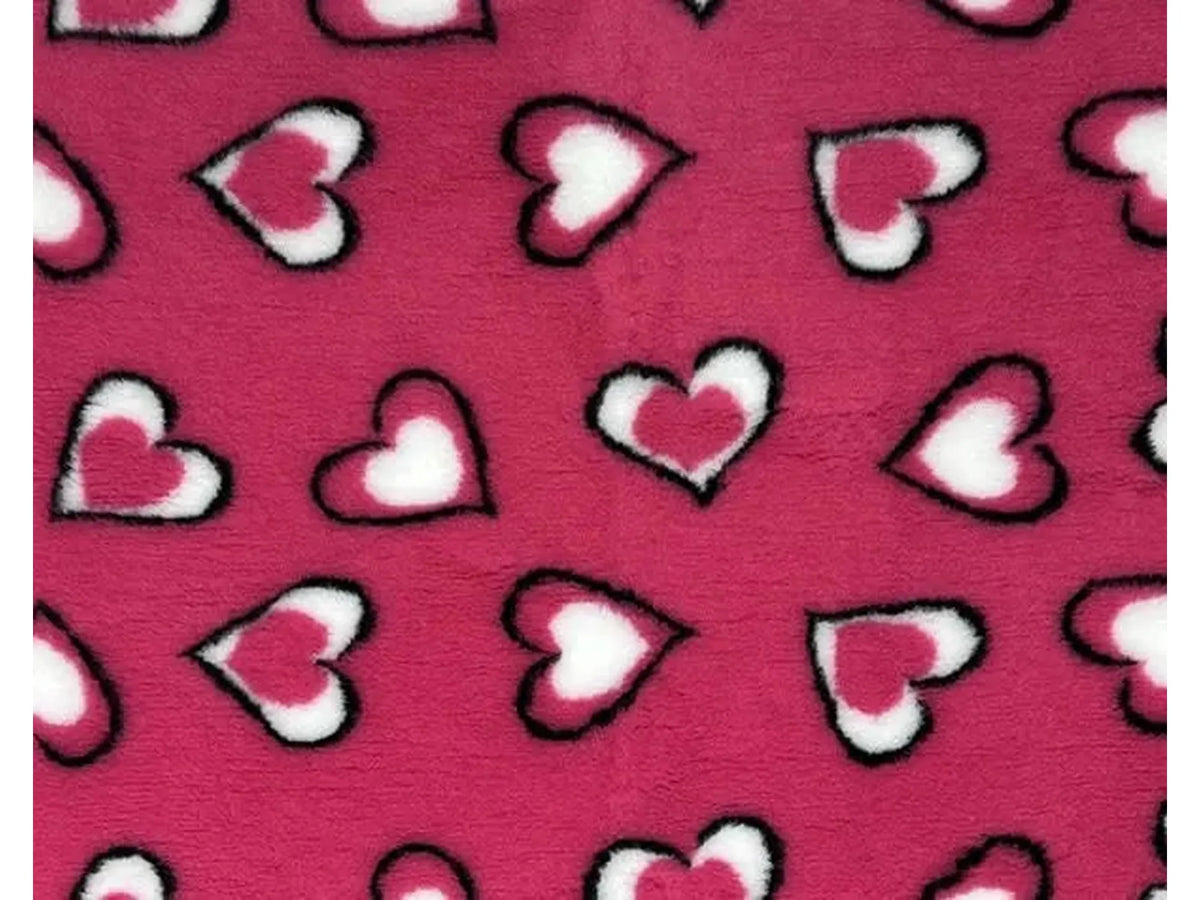 VetBed Nonslip Rosa m/Rosa og Hvite Hjerter 100x150 cm