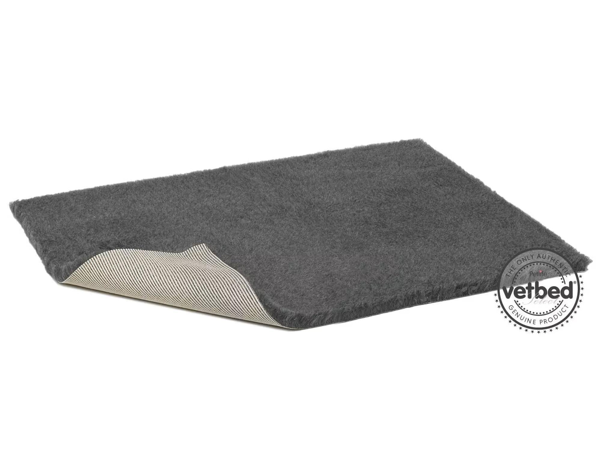 Vetbed Non-Slip Select hunde-/dyrmatte i charcoal grå med myk overflate og sklisikker underside.