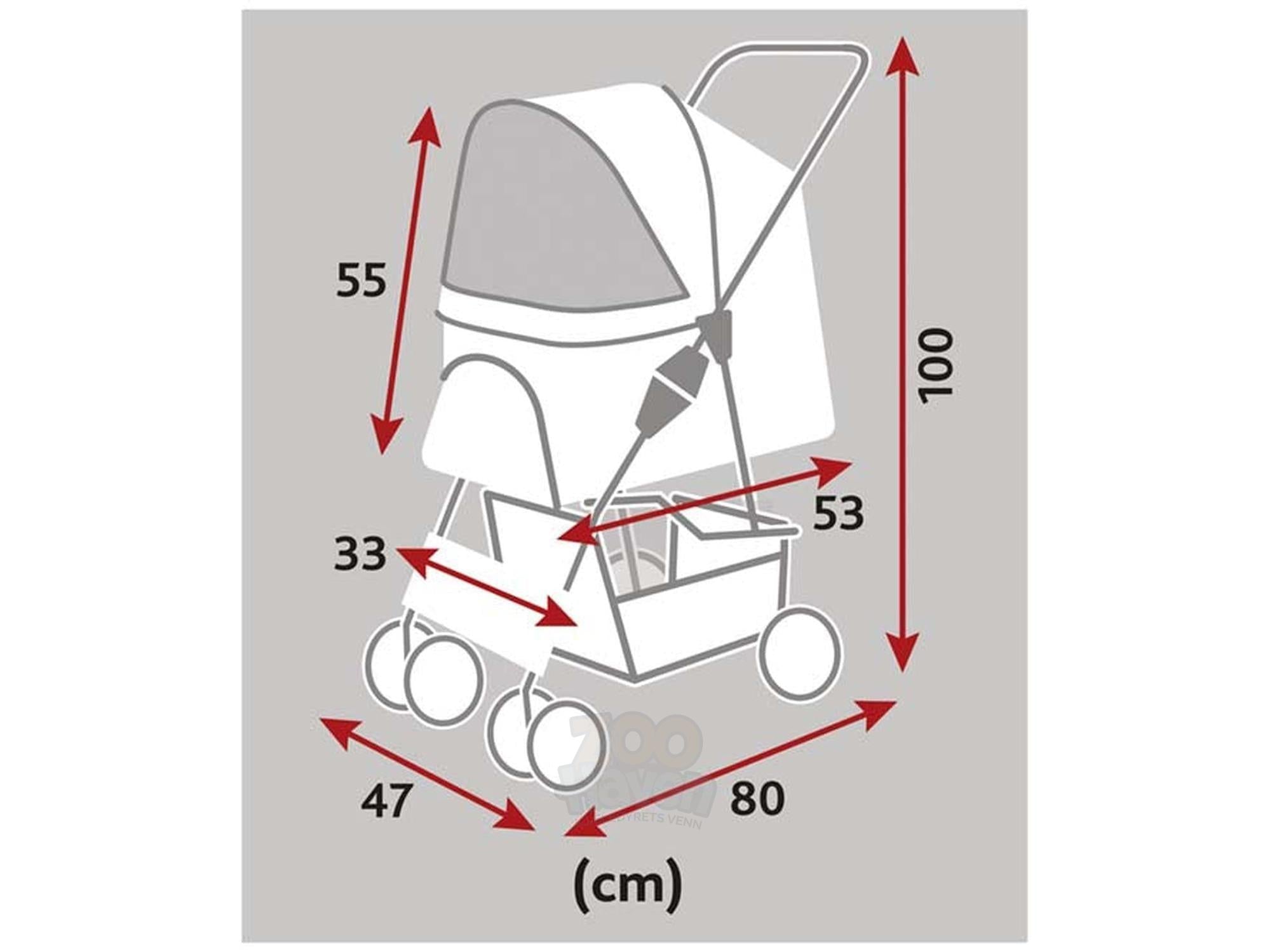 Vogn Buggy 80x47x100cm Max 15Kg Grå