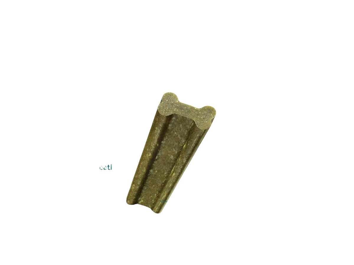 Grønn Whimzees Soft Stix tannpleiegodbit for hunder, med tekst som fremhever fordeler for eldre hunder.