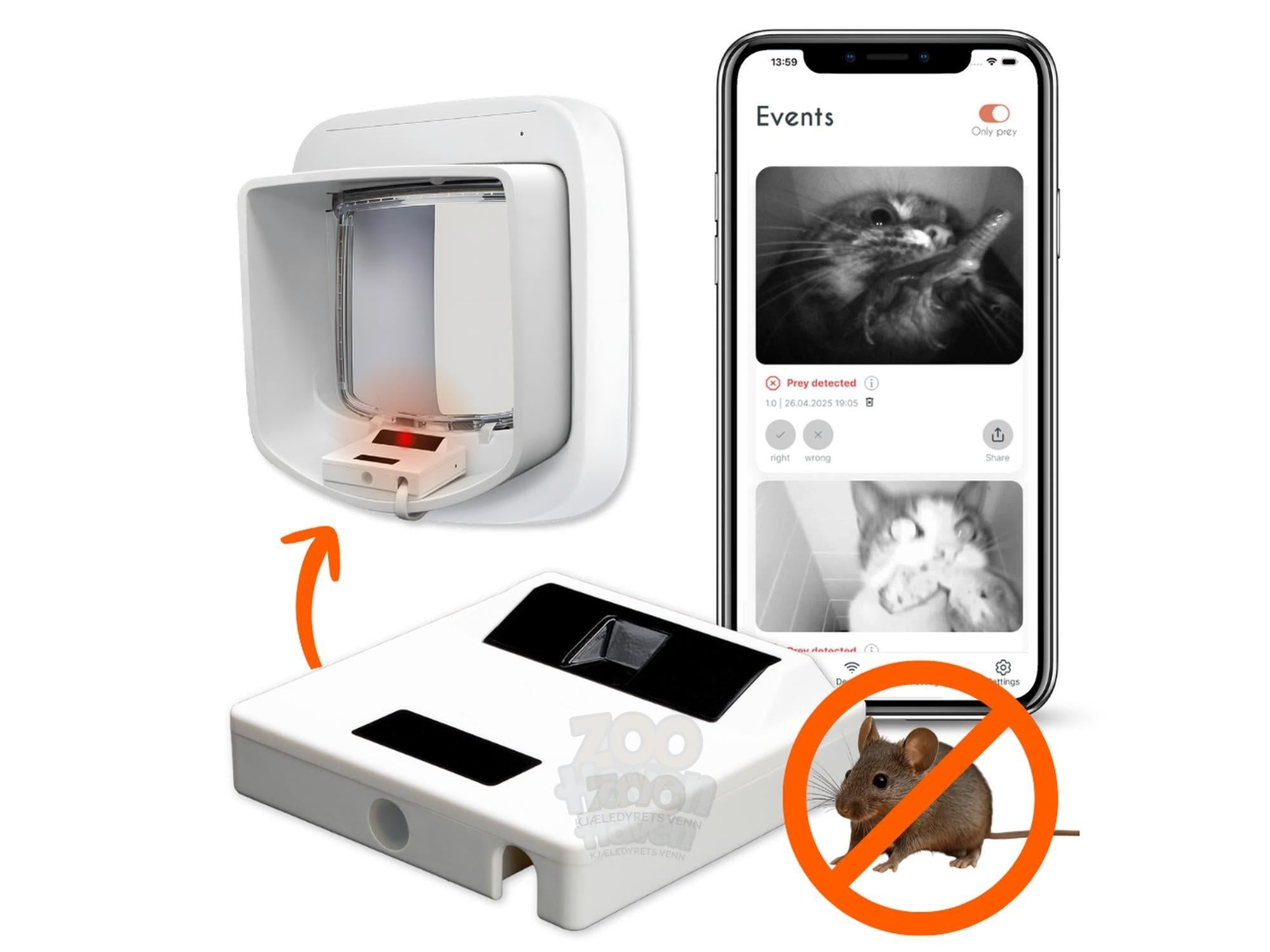 ZeroMouse 2.0 AI-drevet Tilleggsmodul for Mikrokipdør til Katt - Stopper Byttet Ute