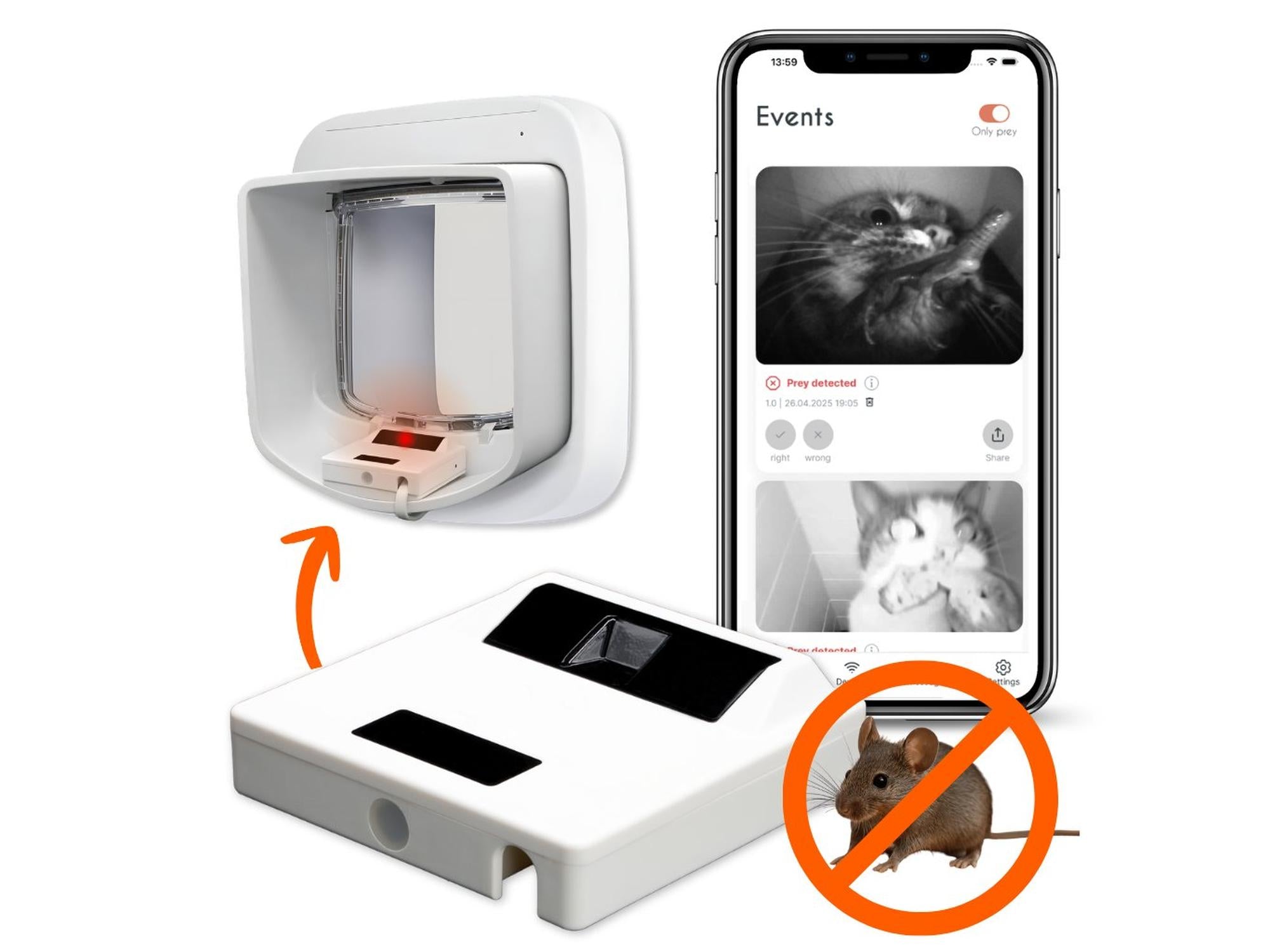 ZeroMouse 2.0 AI-drevet Tilleggsmodul for Mikrokipdør til Katt - Stopper Byttet Ute