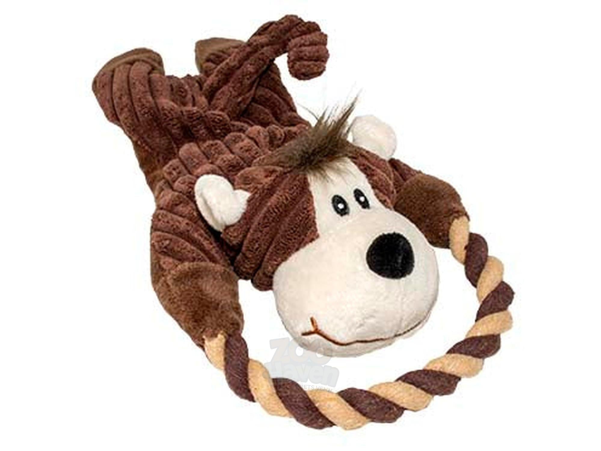 Zoo Friends Mia Monkey Flat Brown – Hundeleke i kordfløyel 34 cm