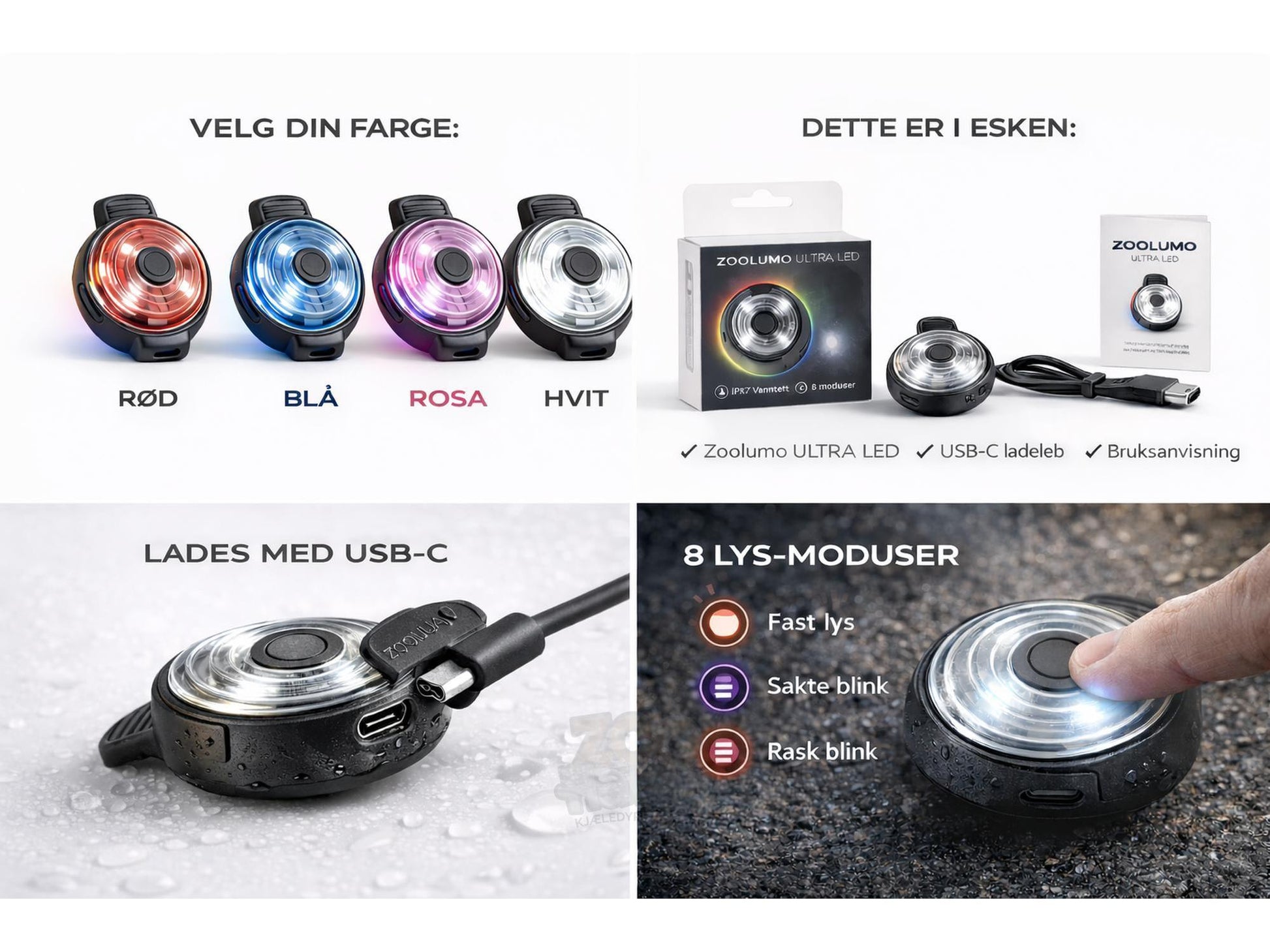 Zoolumo IPX7 Vanntett LED Sikkerhetslys – Oppladbar-2