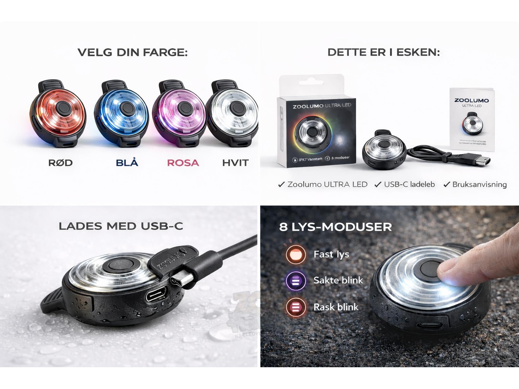 Zoolumo IPX7 Vanntett LED Sikkerhetslys – Oppladbar-2