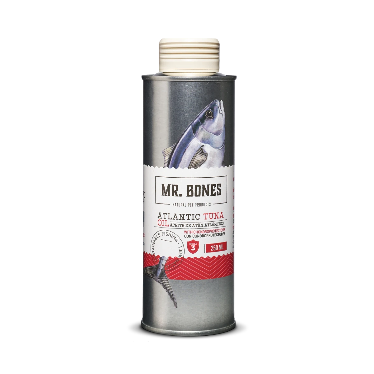Mr. Bones Tunfiskolje med kondrobeskyttere – naturlig tilskudd til hund og katt, 250 ml