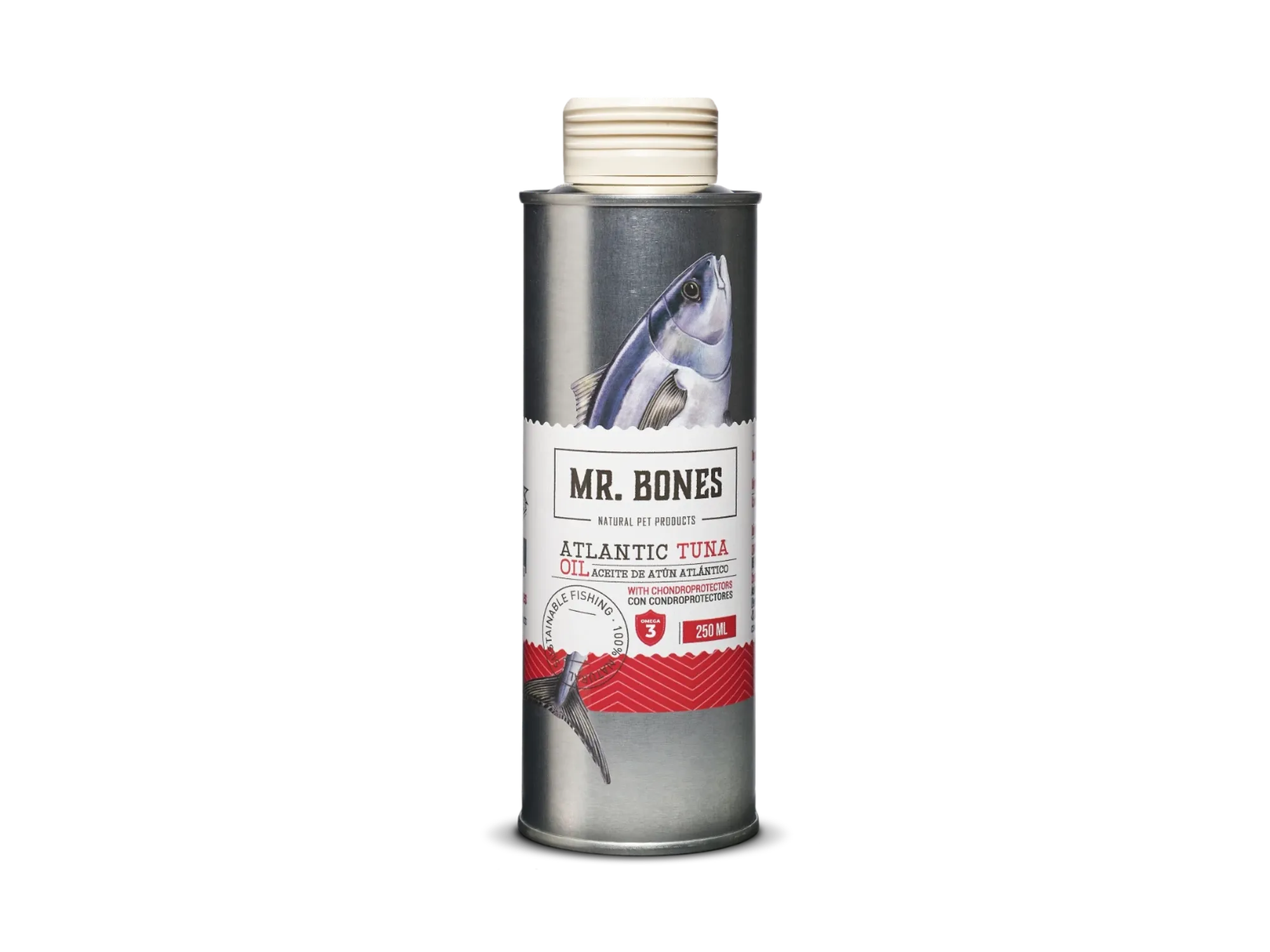 Mr. Bones Tunfiskolje med kondrobeskyttere – naturlig tilskudd til hund og katt, 250 ml