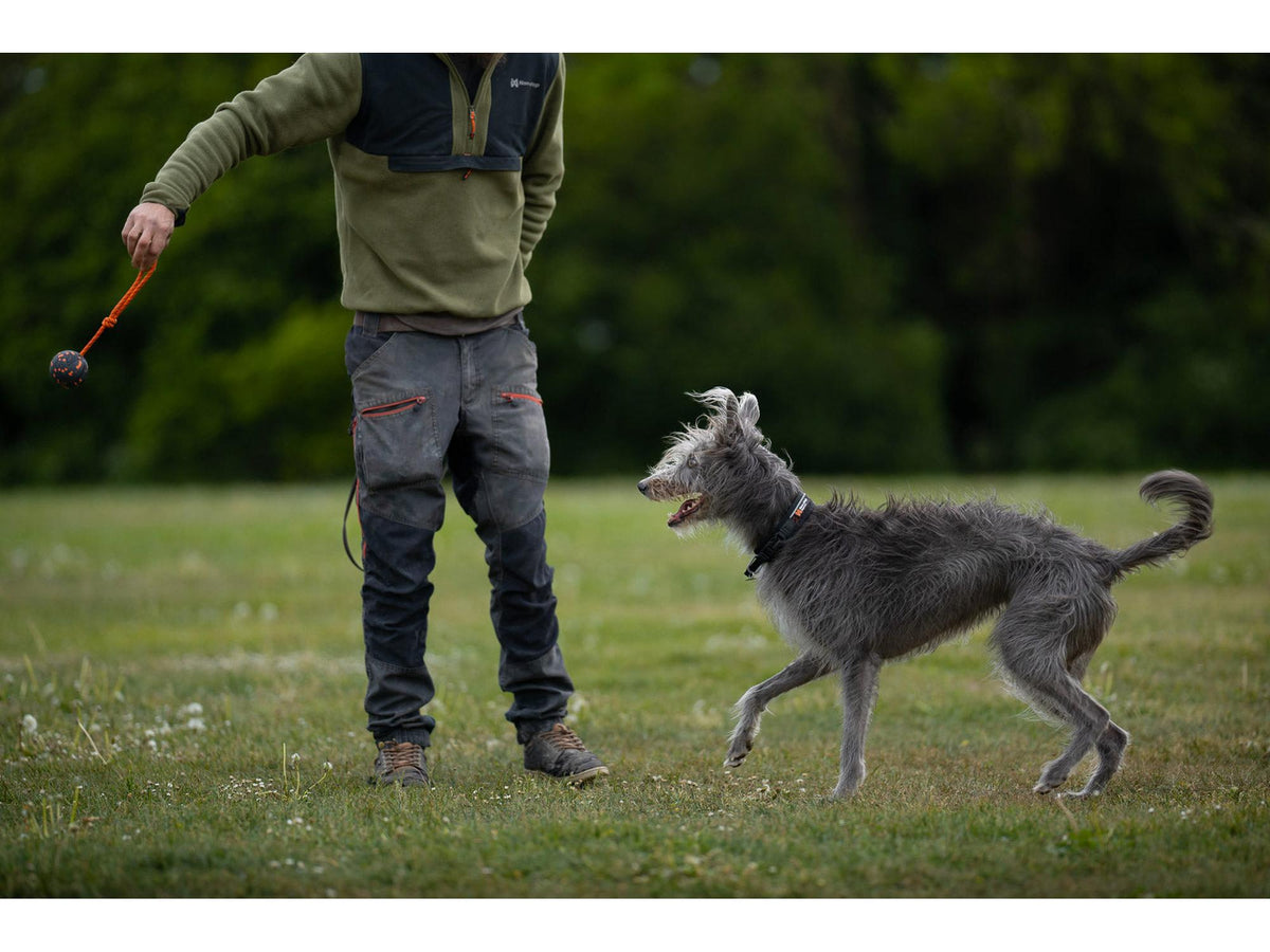 Non-stop dogwear Dog ball on rope ball med tau – Oransje/svart
