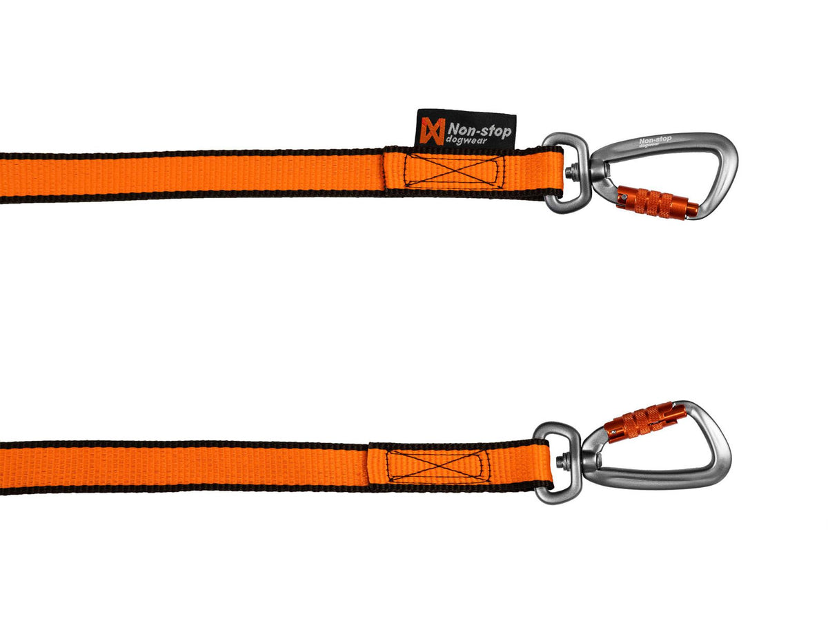 Non-stop dogwear Bungee leash double kjørestrikk for to hunder – Svart/oransje