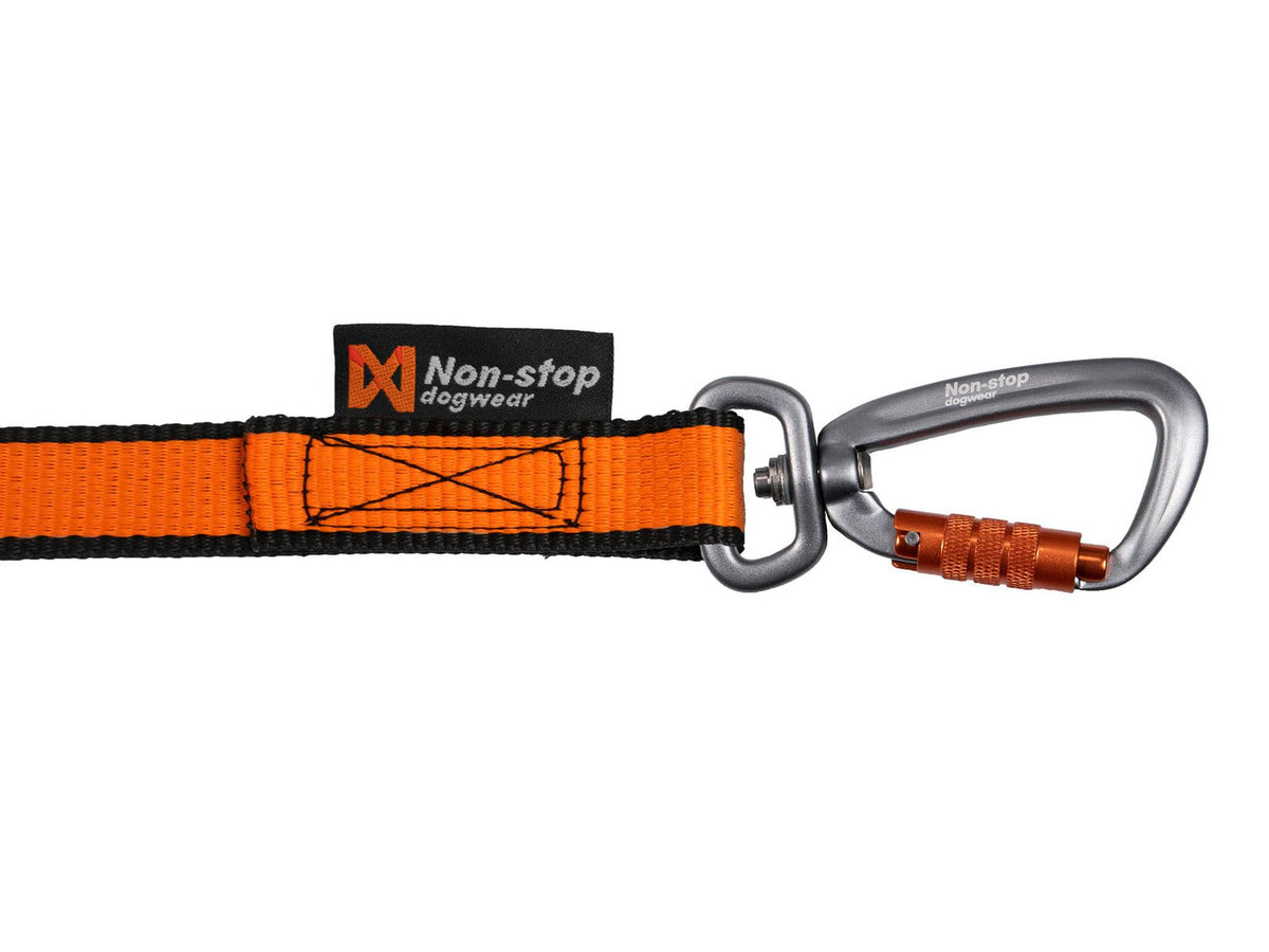 Non-stop dogwear Bungee leash double kjørestrikk for to hunder – Svart/oransje