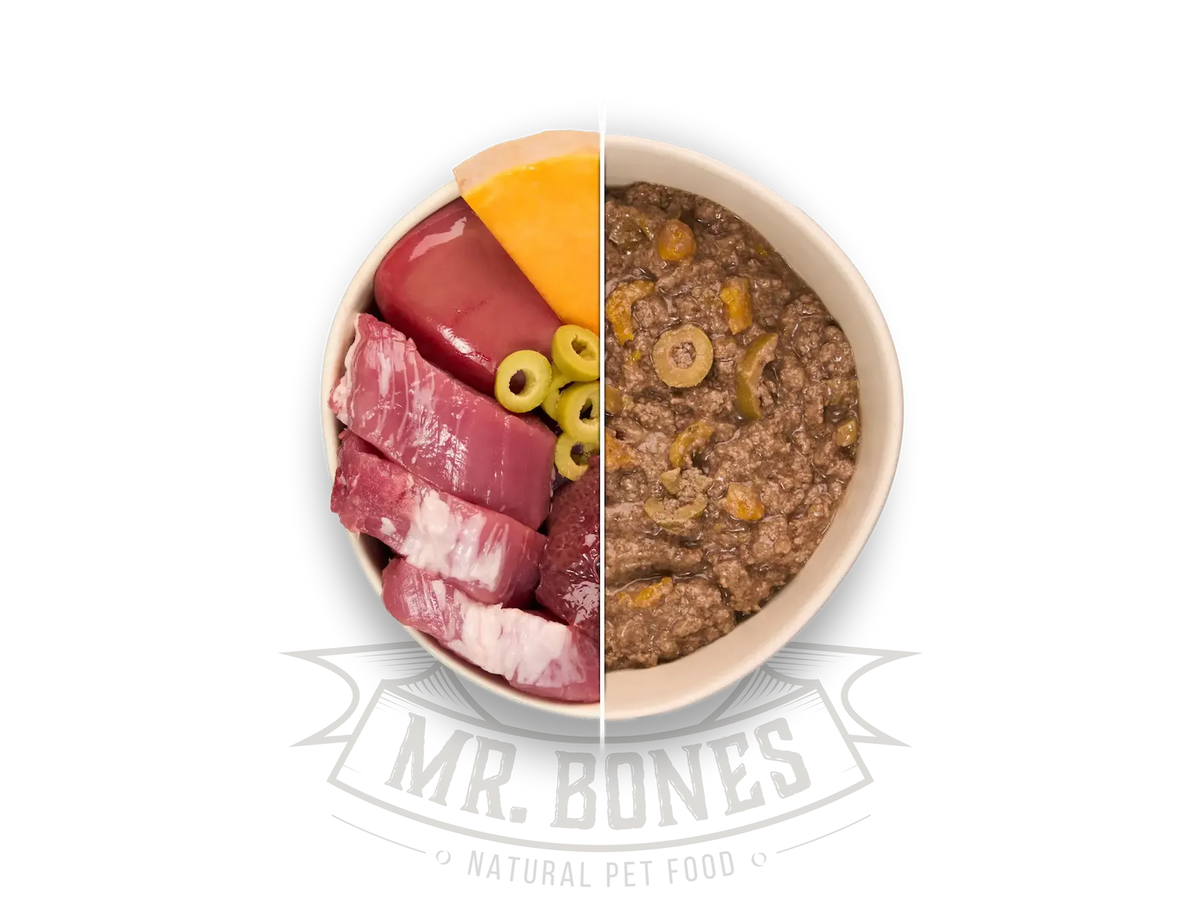 Mr. Bones kokt hundemat Iberisk svin – fullfôr i Tetra Recart 375 g