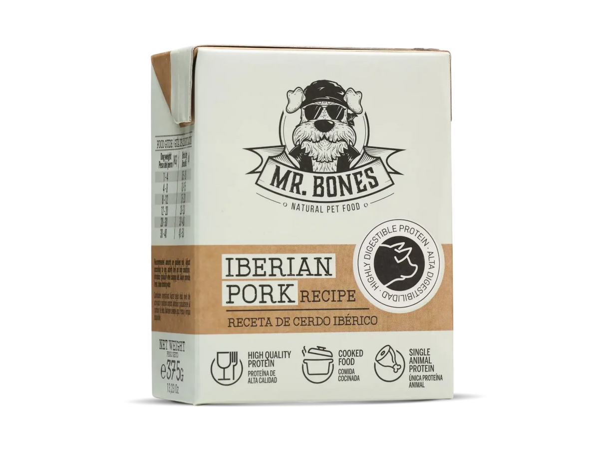 Mr. Bones kokt hundemat Iberisk svin – fullfôr i Tetra Recart 375 g