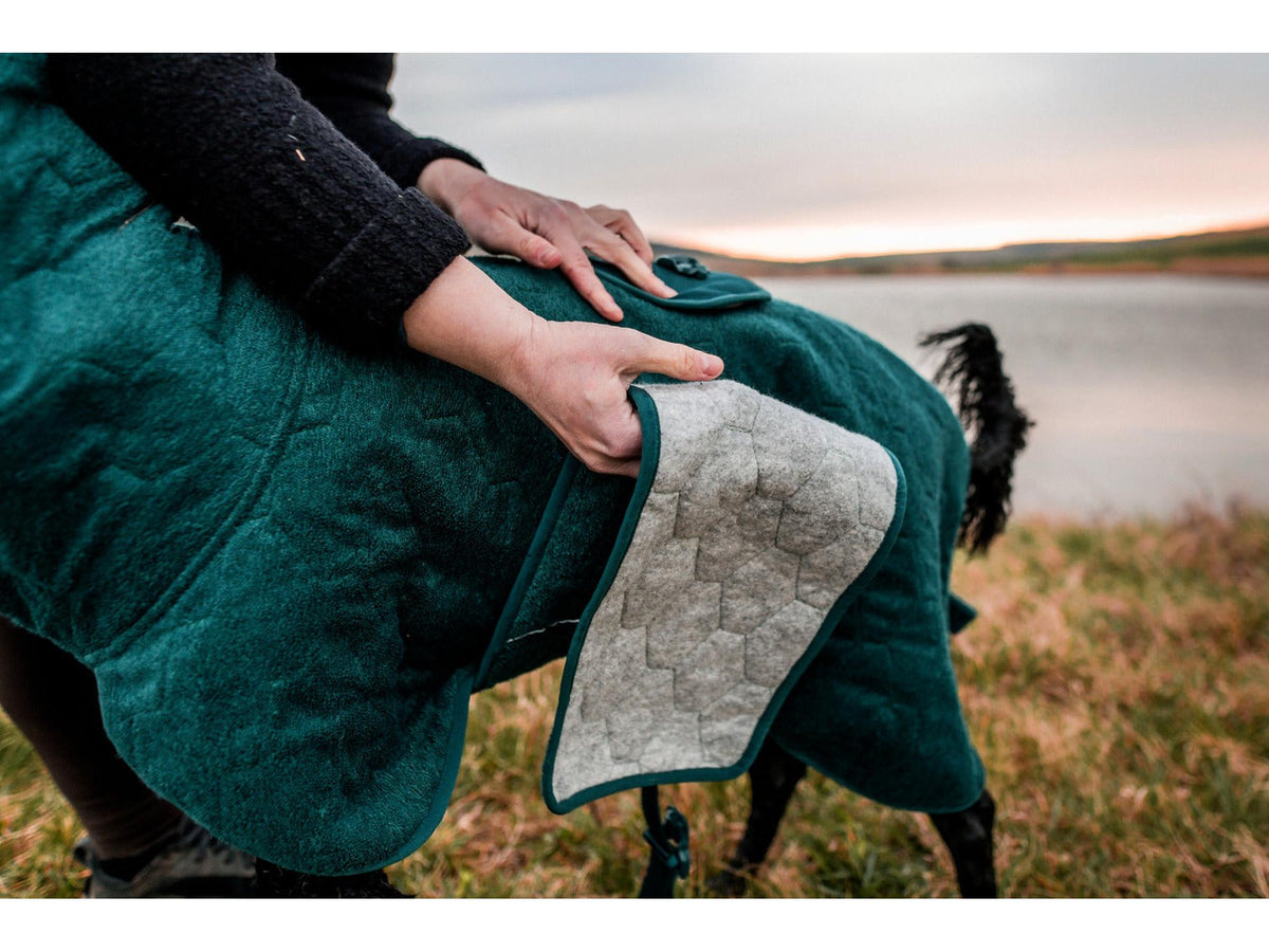 Non-stop dogwear Drying coat tørkedekken – Mørk teal