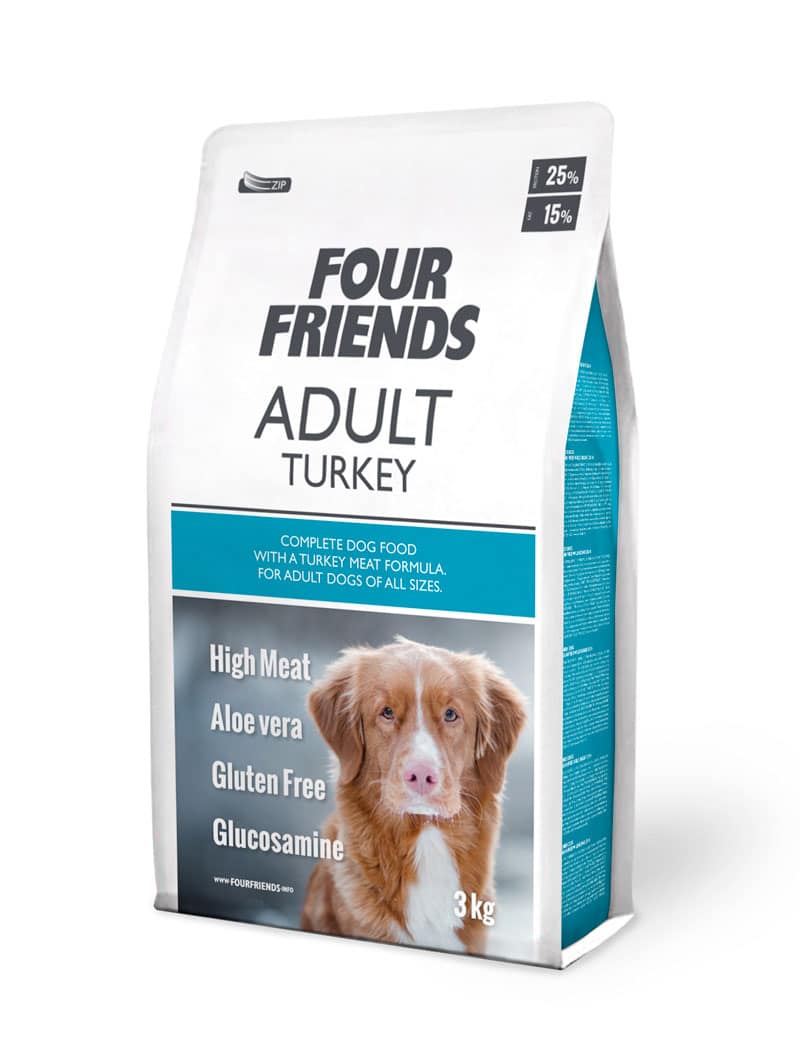Four Friends Adult Turkey – tørrfôr til voksen hund med kalkun 3 kg