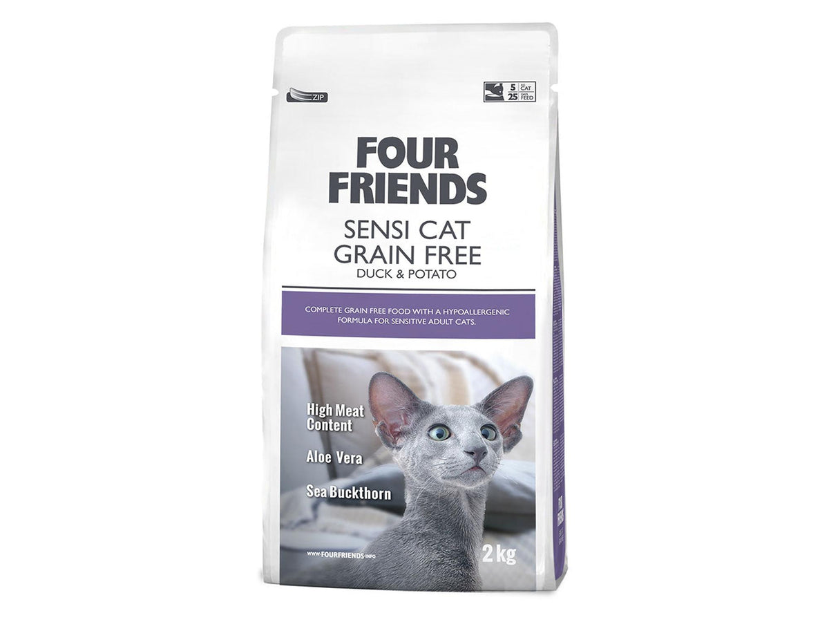 Four Friends Sensi Cat Grain Free – kornfritt tørrfôr til sensitiv katt med and 2 kg