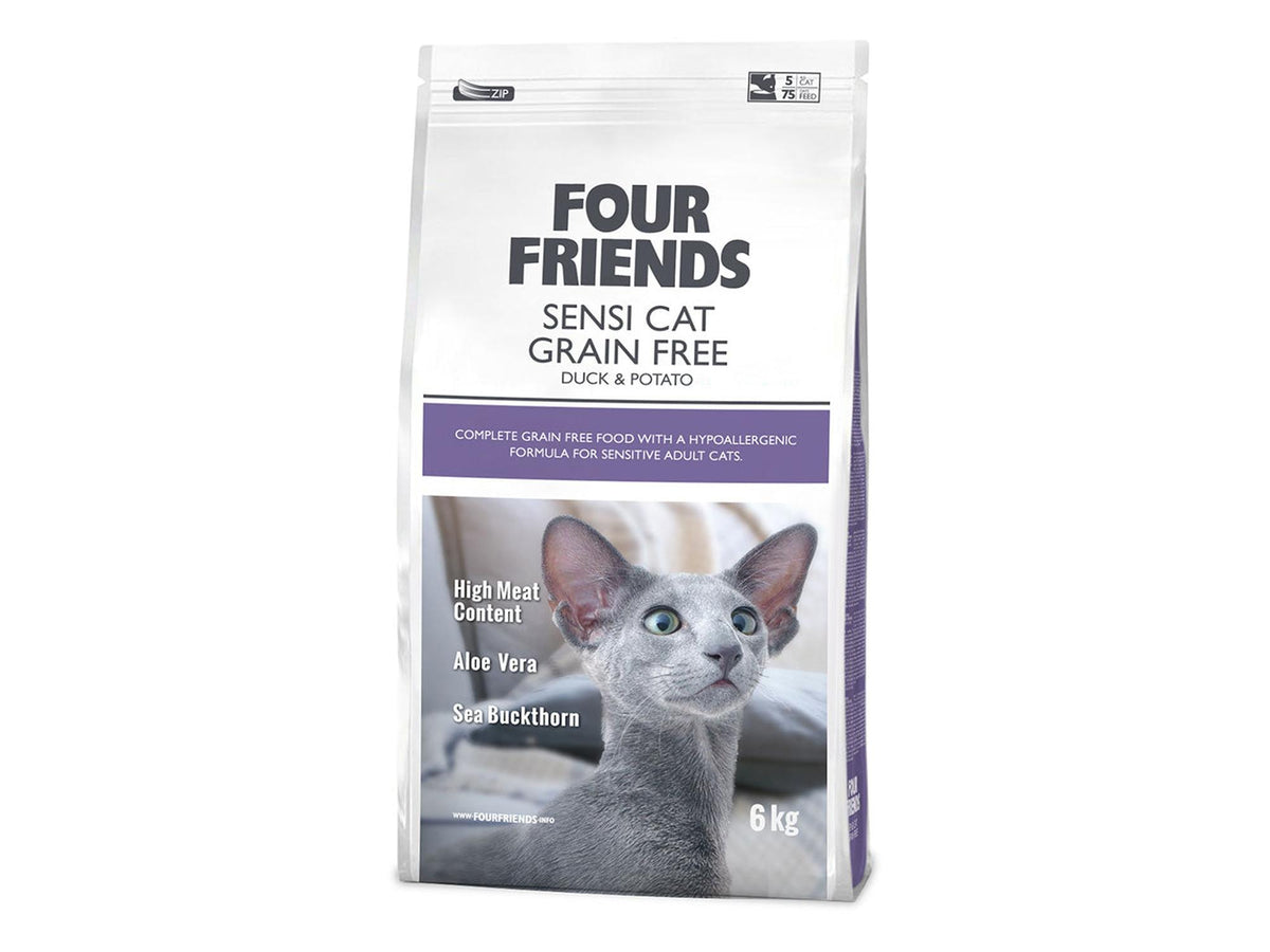 Four Friends Sensi Cat Grain Free – kornfritt tørrfôr til sensitiv katt med and 6 kg