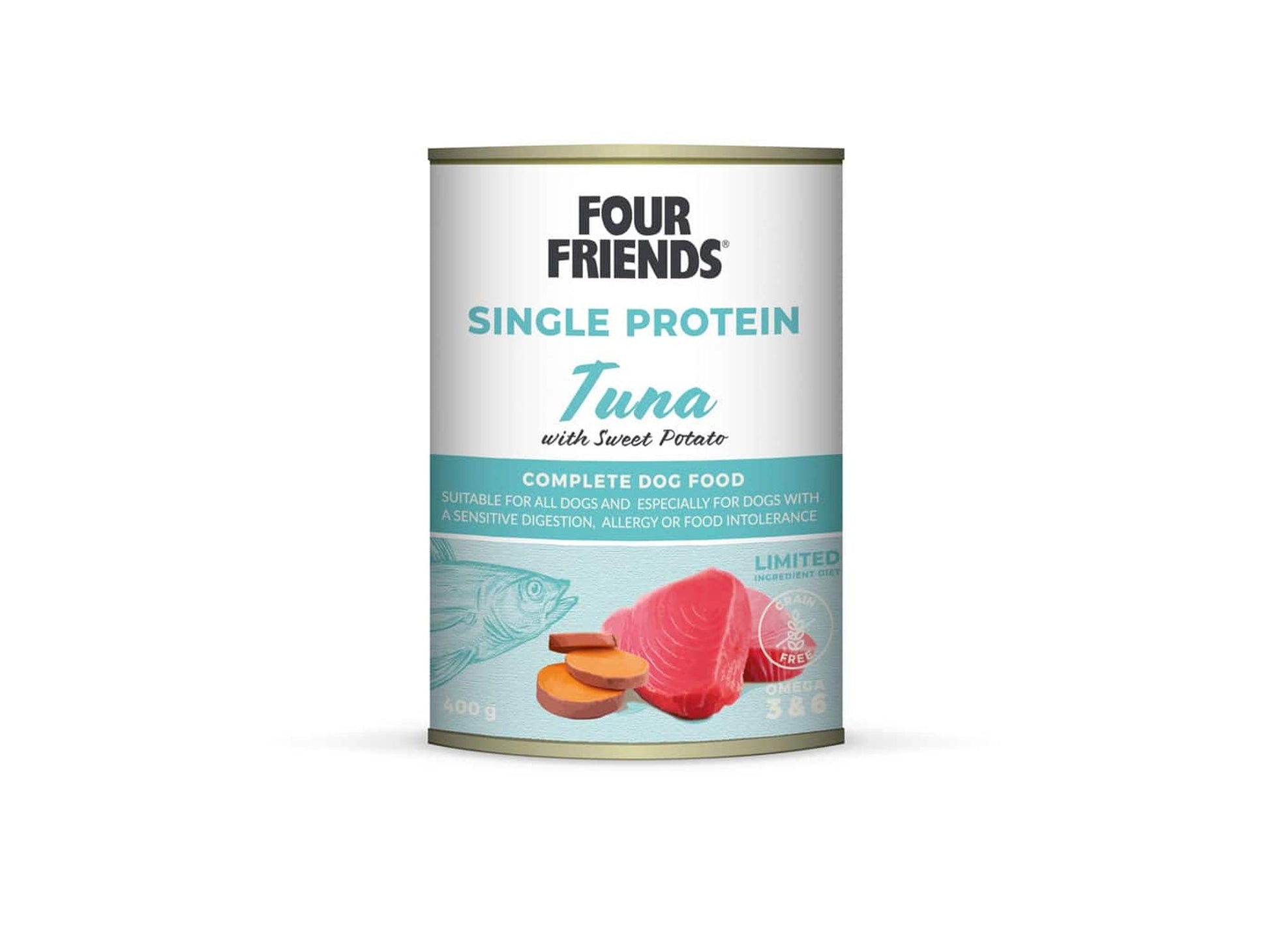Four Friends Single Protein Tuna & Sweet Potato – våtfôr til hund 400 g