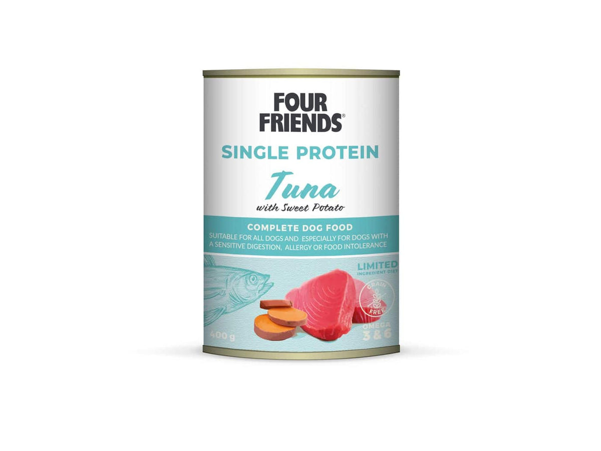 Four Friends Single Protein Tuna & Sweet Potato – våtfôr til hund 400 g
