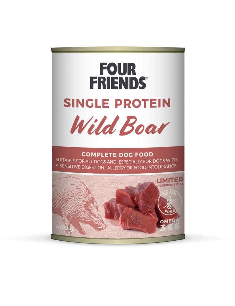 Four Friends Single Protein Wild Boar – våtfôr til hund 400 g