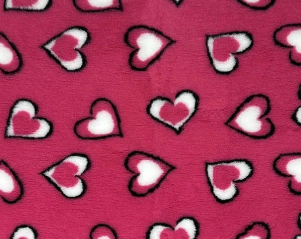 VetBed Nonslip Rosa m/Rosa og Hvite Hjerter 100x150 cm