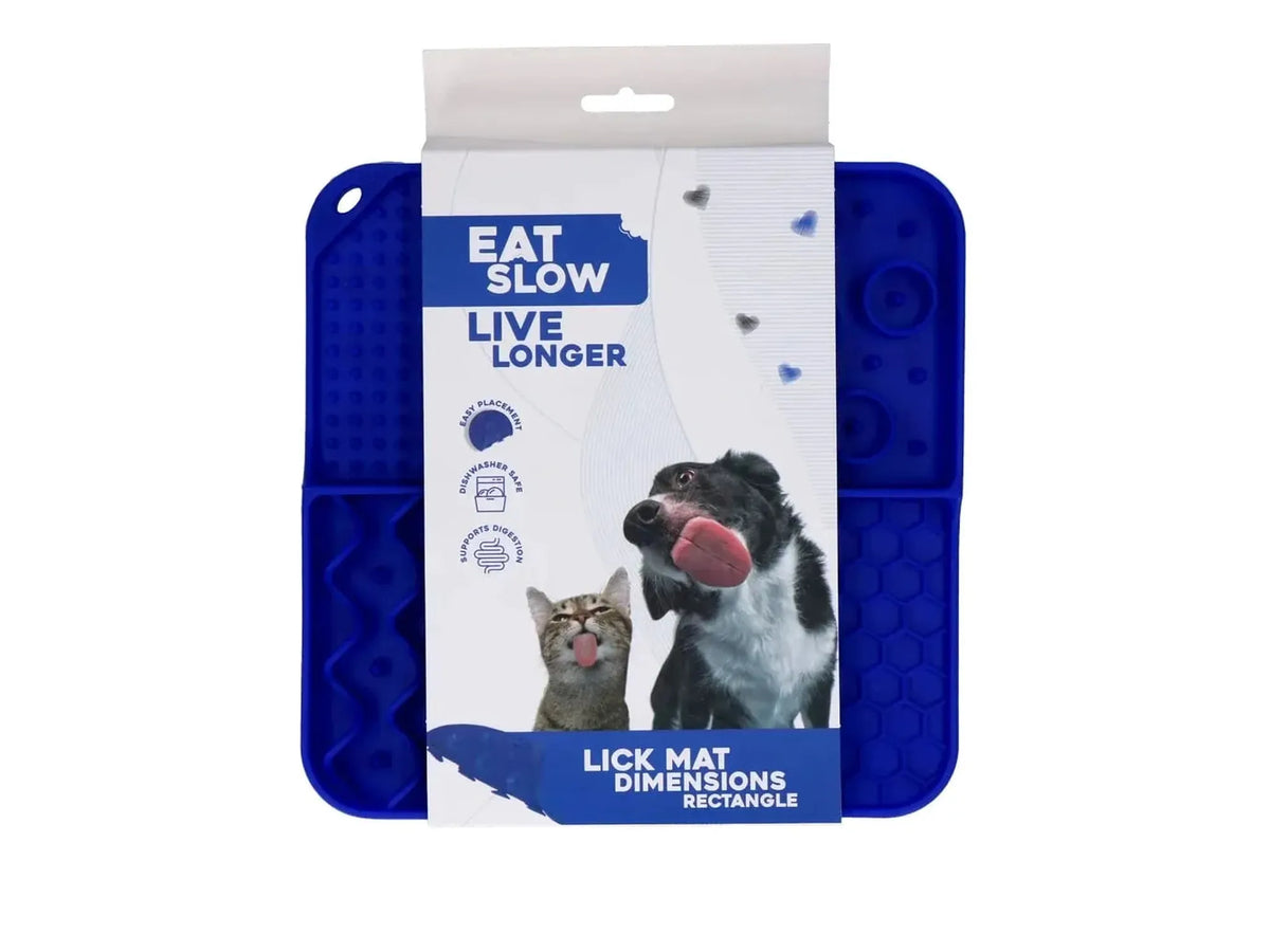 Eat Slow Live Longer Lick Mat Dimensions Rectangle – Blå