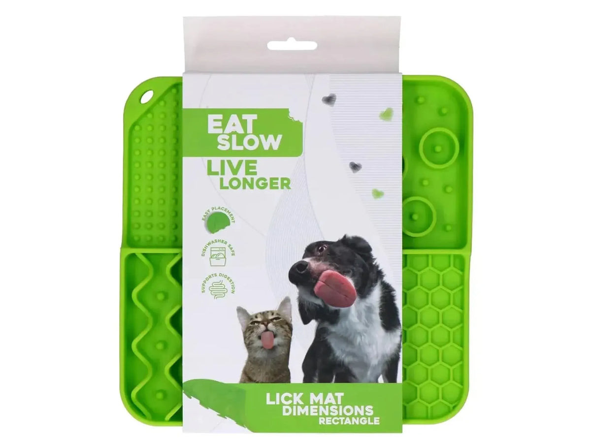 Eat Slow Live Longer Lick Mat Dimensions Rectangle – Grønn
