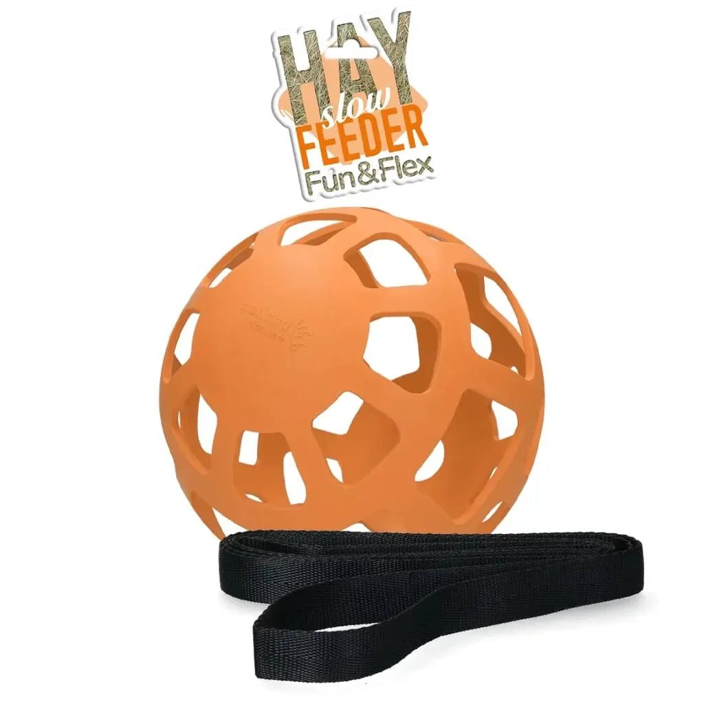 Hay Slowfeeder Fun and Flex Høyleke i Naturgummi 22 cm – Ball Oransje