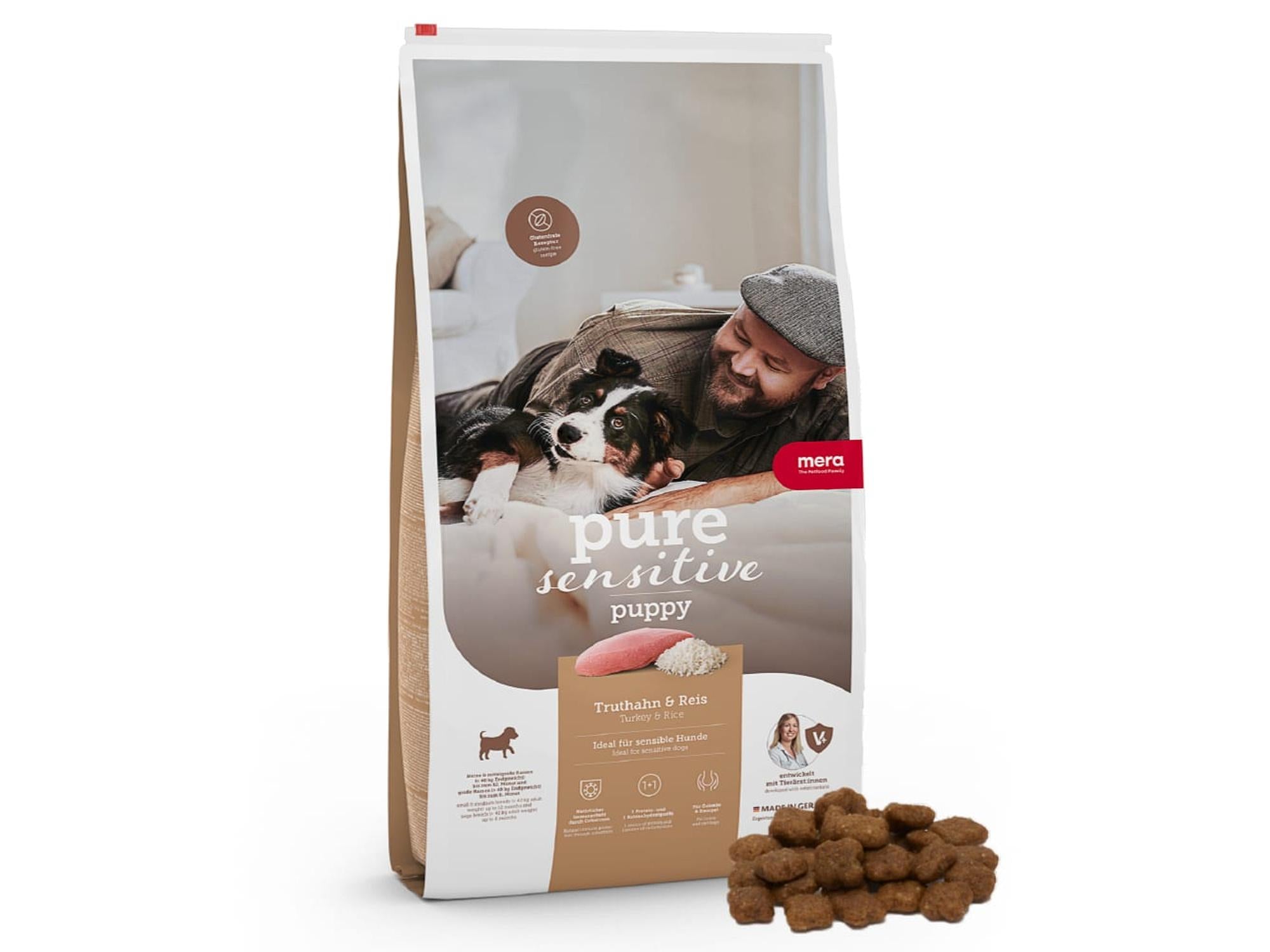 Mera pure sensitive Puppy Kalkun & Ris – glutenfritt valpefôr 1 kg