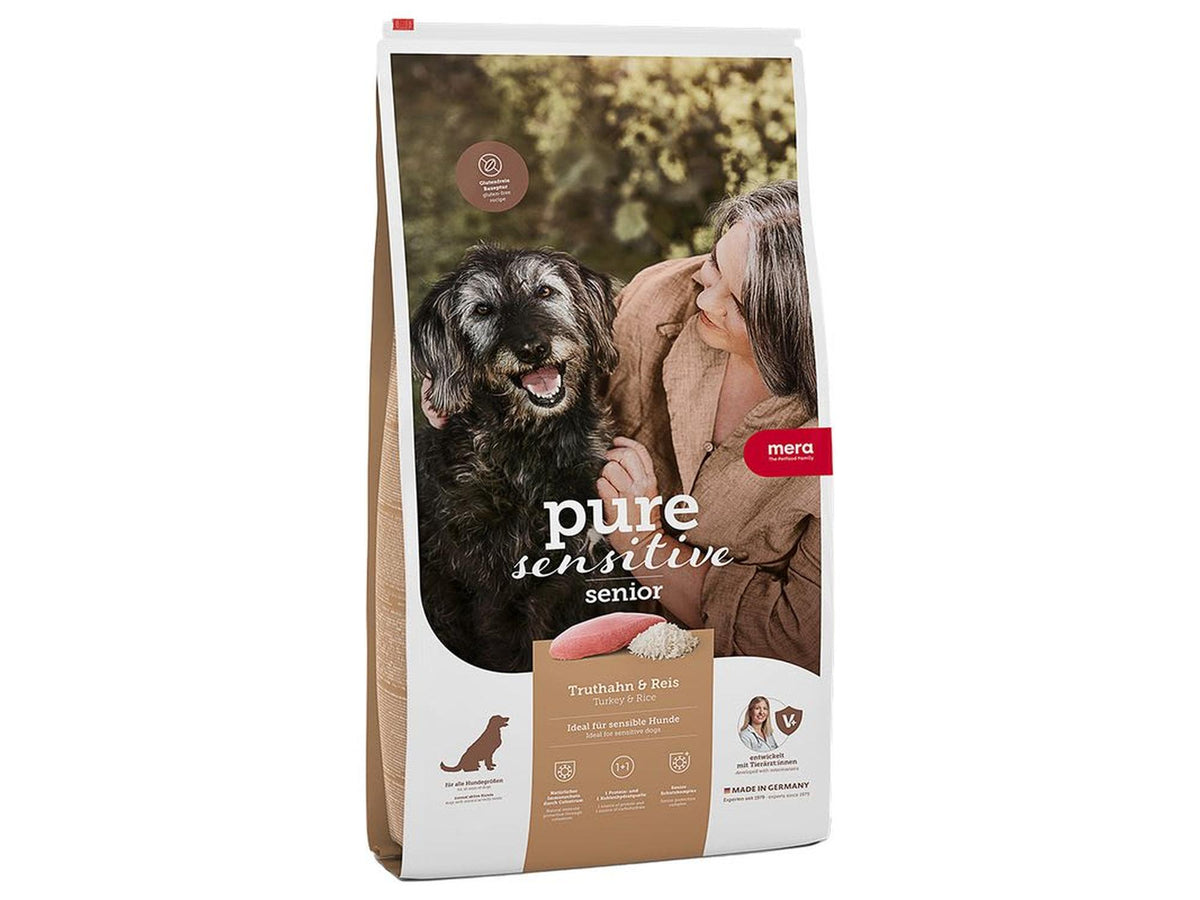 Mera pure sensitive Senior Kalkun & Ris – glutenfritt tørrfôr til eldre hund 12,5 kg