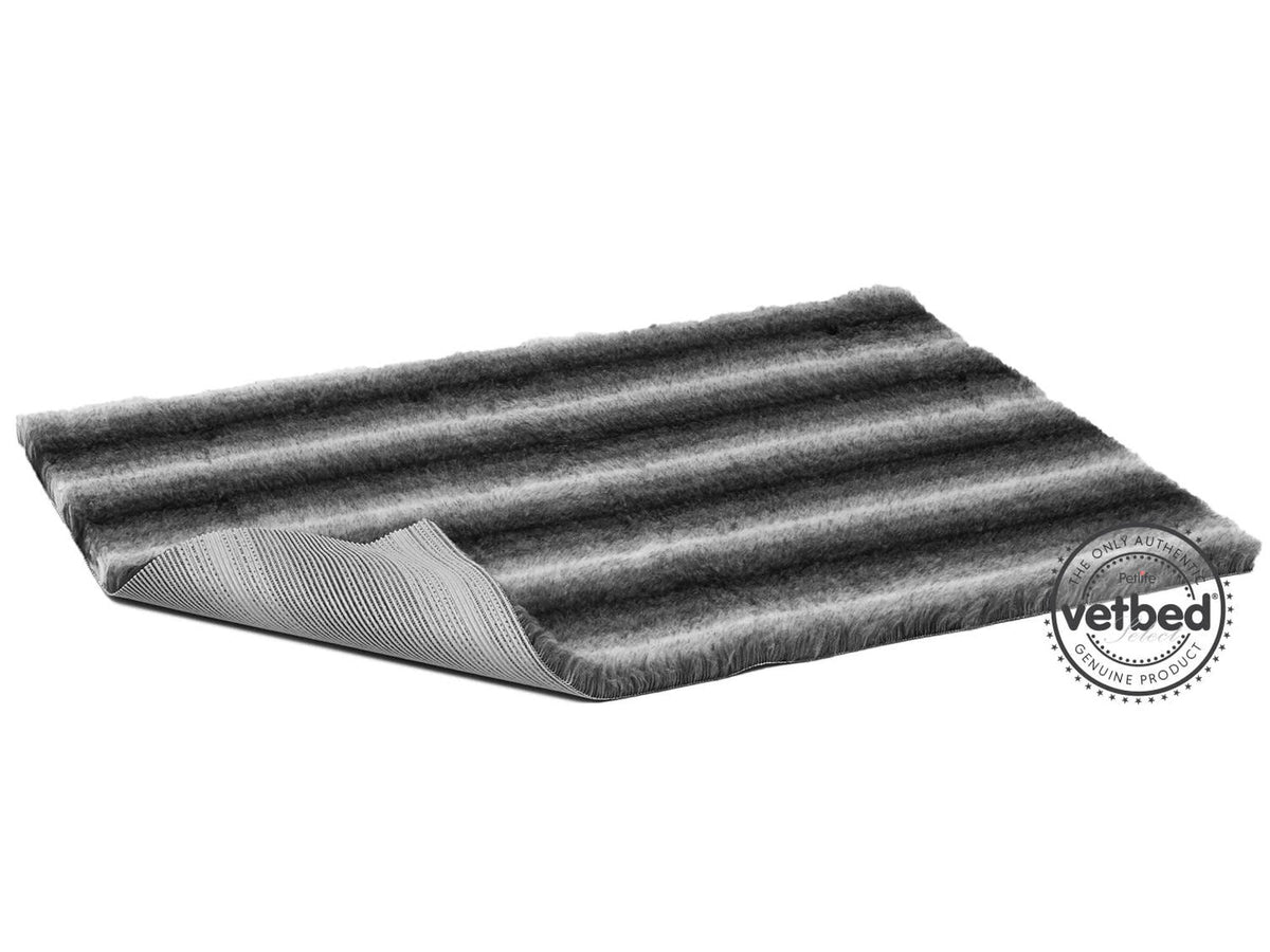 VetBed Nonslip Select liggematte med ulvestriper i grått og charcoal.