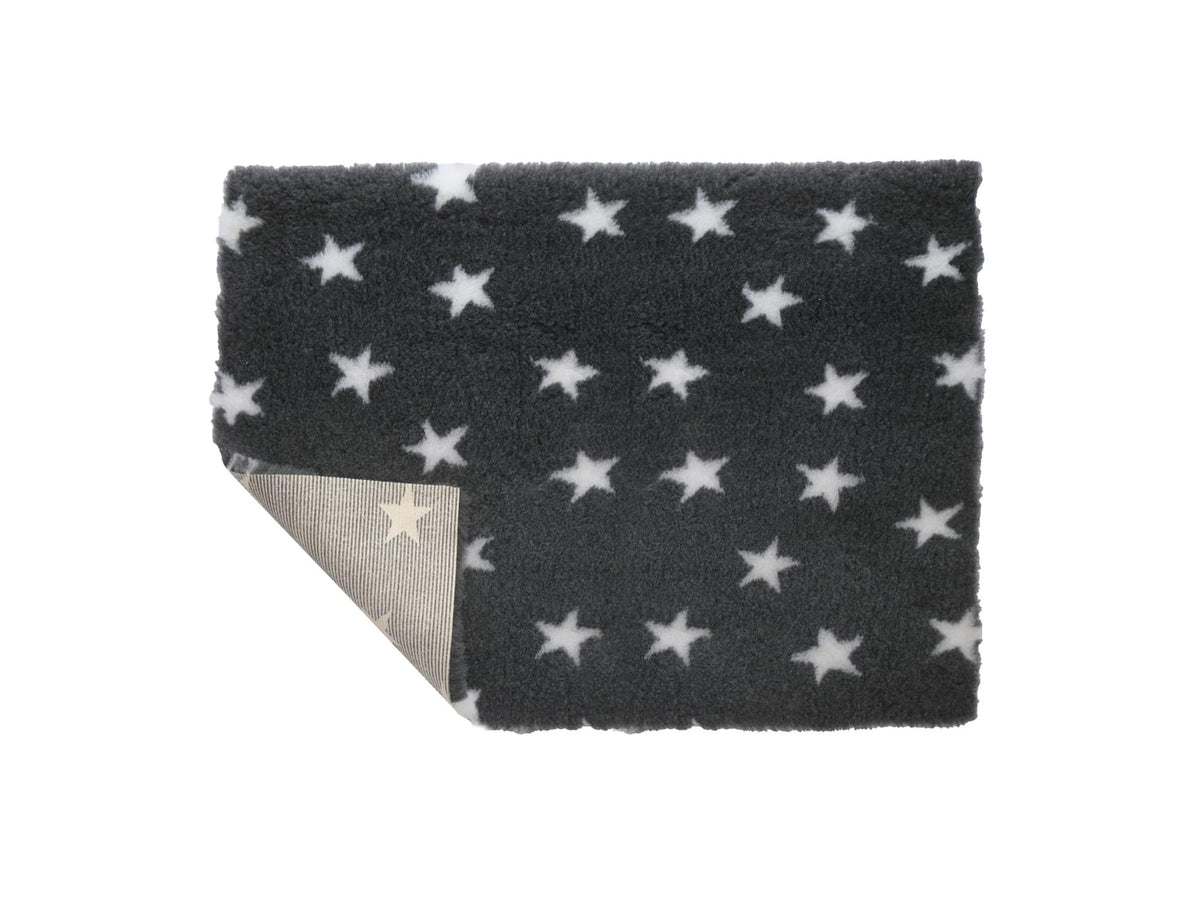 VetBed Nonslip liggematte med hvite stjerner på charcoal bunn.