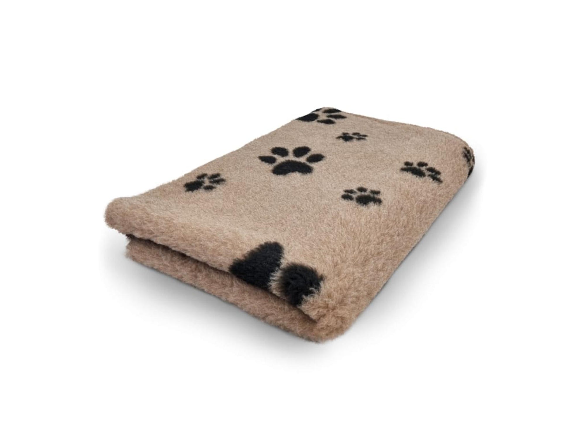 VetBed Nonslip liggematte med brune poter på beige bunn.