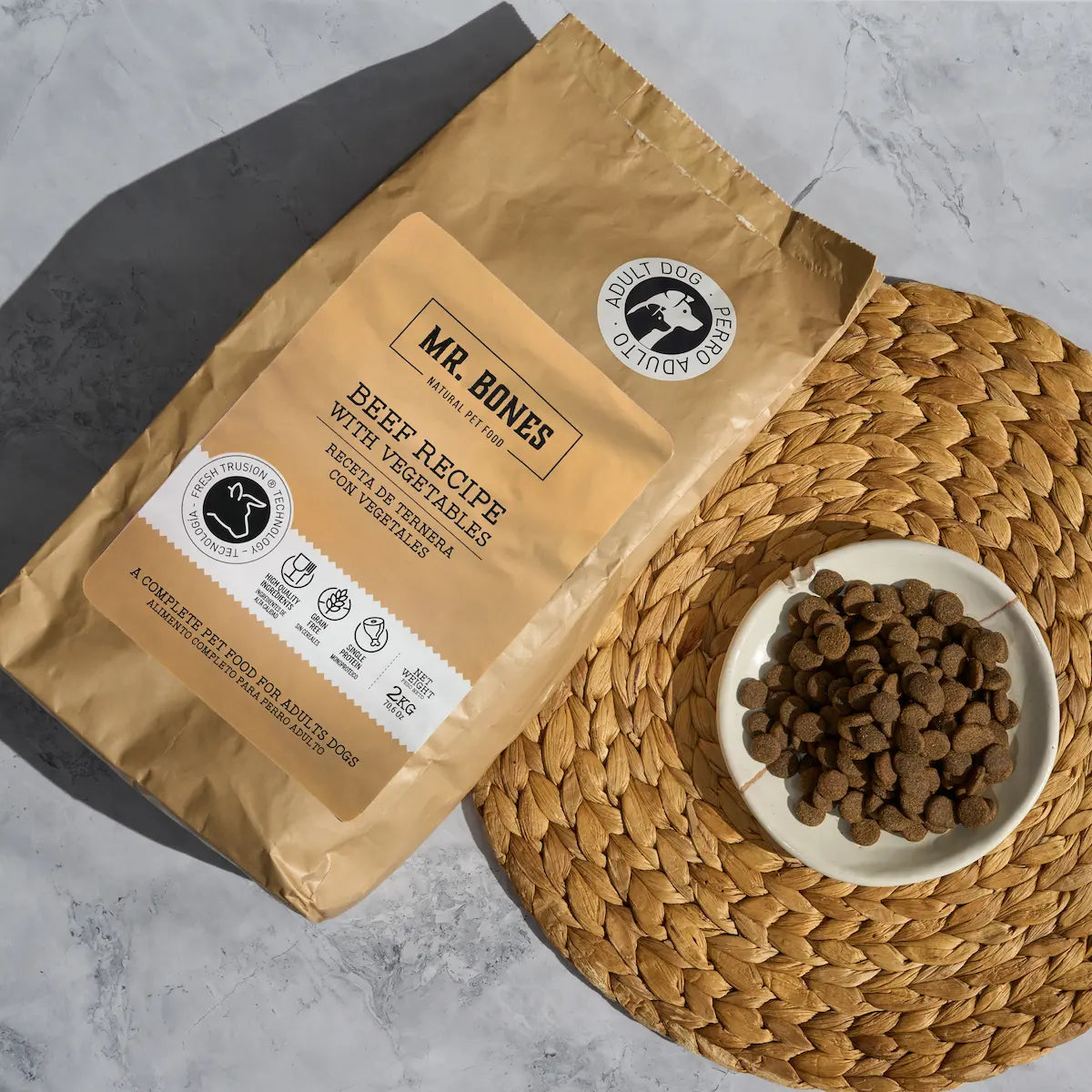 Mr. Bones Freshtrusion Storfe – kornfritt tørrfôr til hund, 2 kg