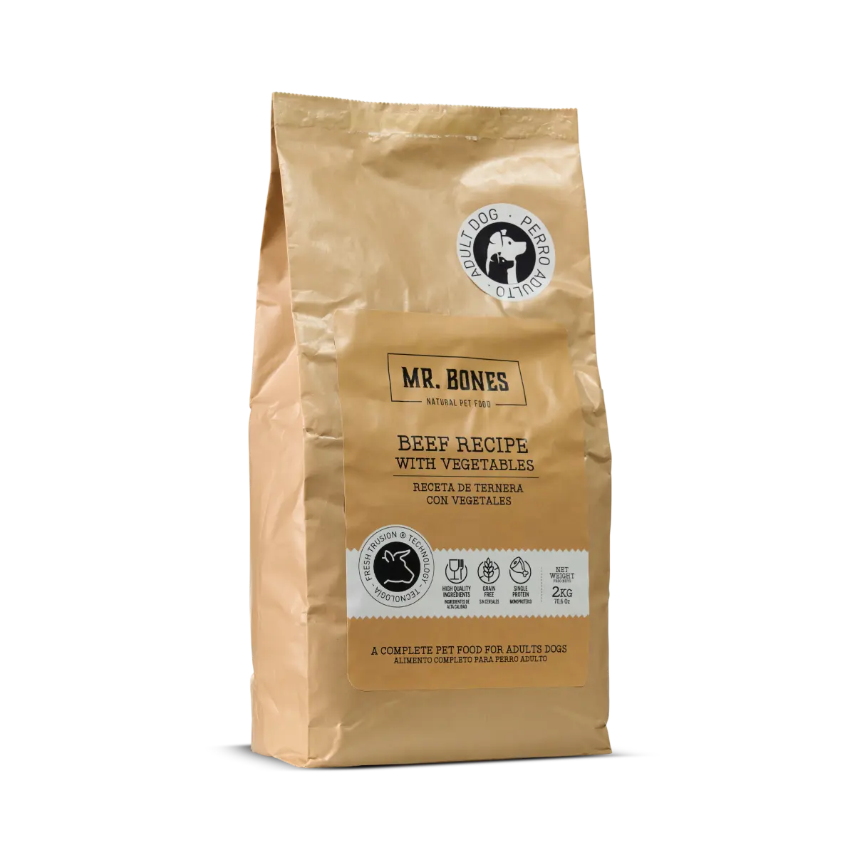 Mr. Bones Freshtrusion Storfe – kornfritt tørrfôr til hund, 2 kg