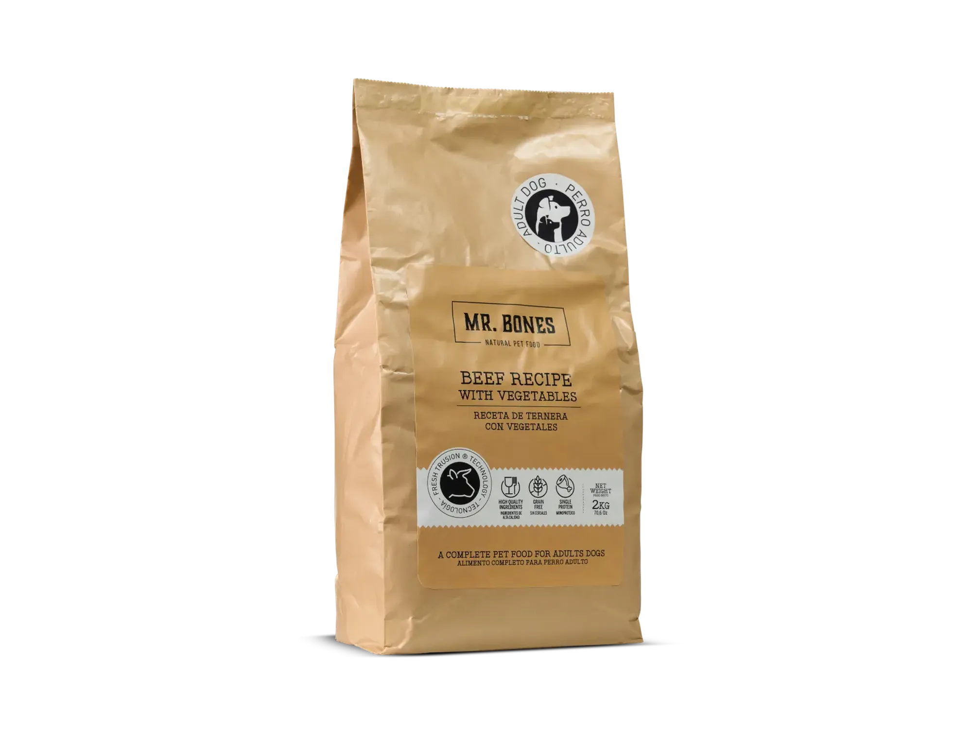 Mr. Bones Freshtrusion Storfe – kornfritt tørrfôr til hund, 2 kg